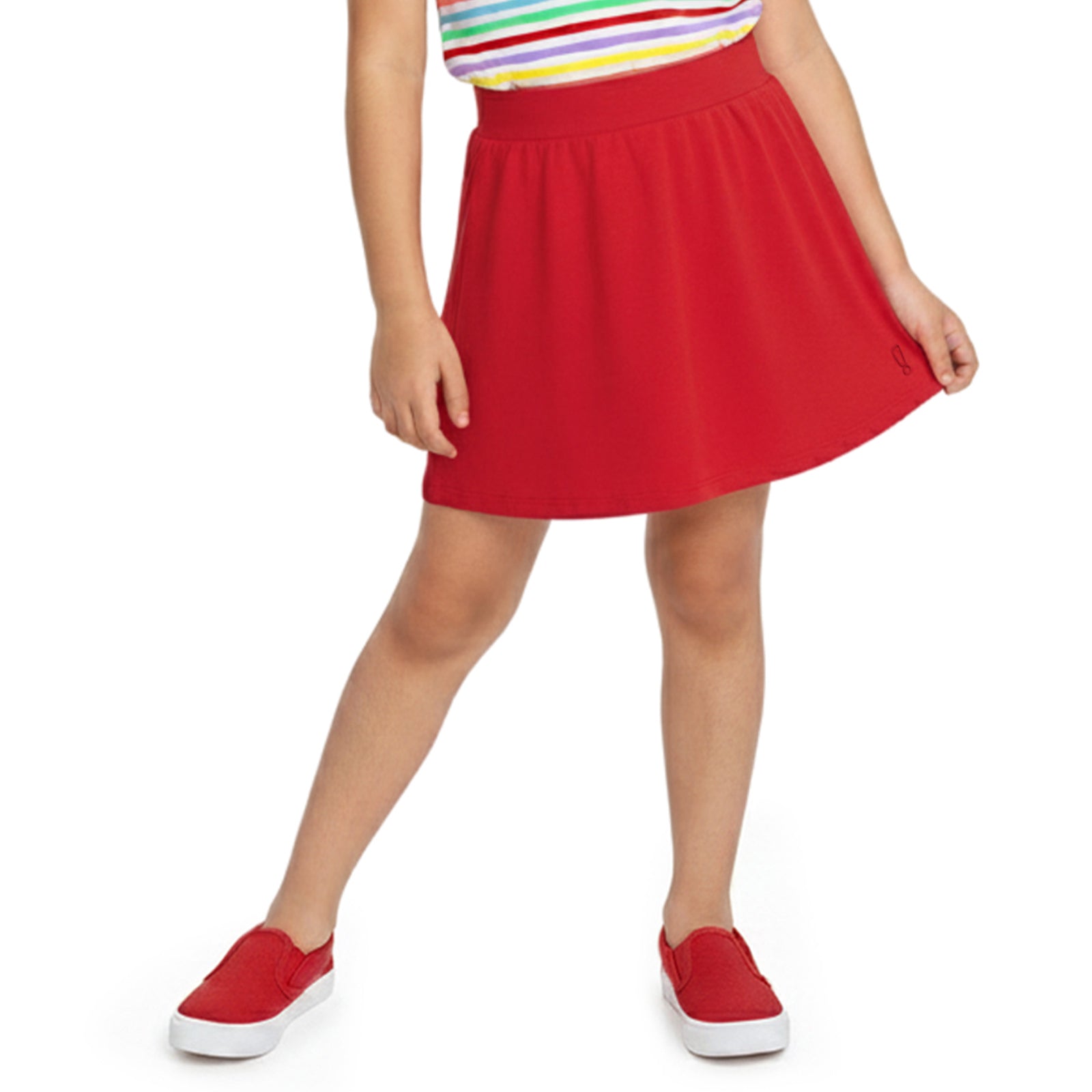 Red Skater Skirt with Inner Shorts
