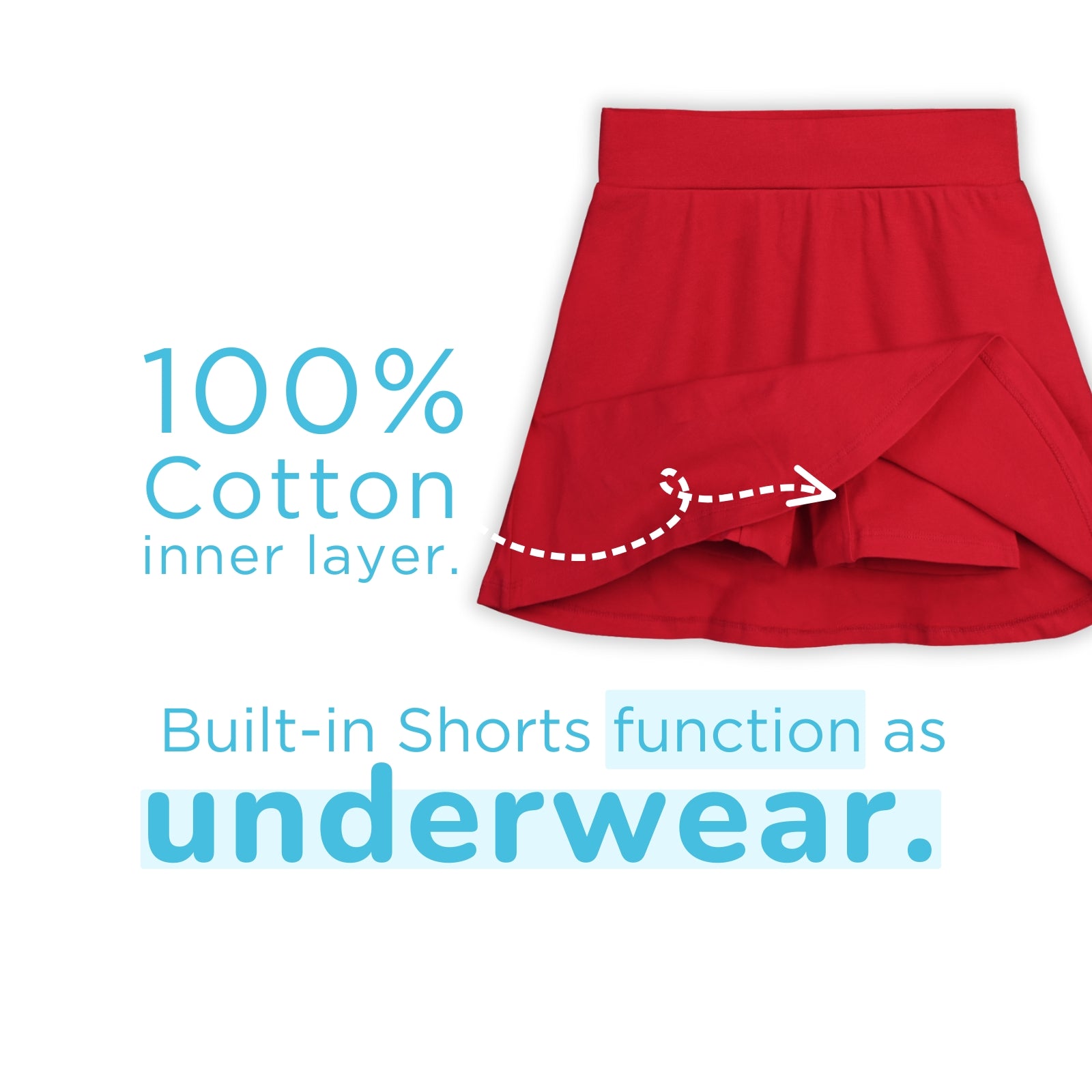 Red Skater Skirt with Inner Shorts