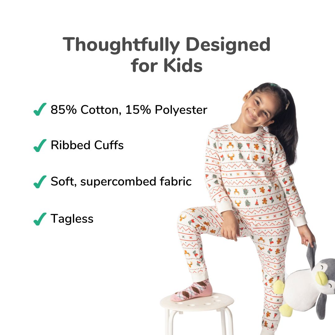 White Xmas Winter Co-ord Set for Girls