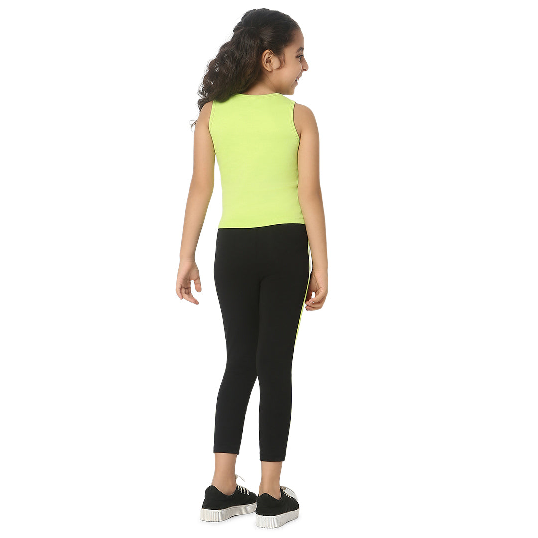 Lime Tank Top & Black Neon Leggings Set