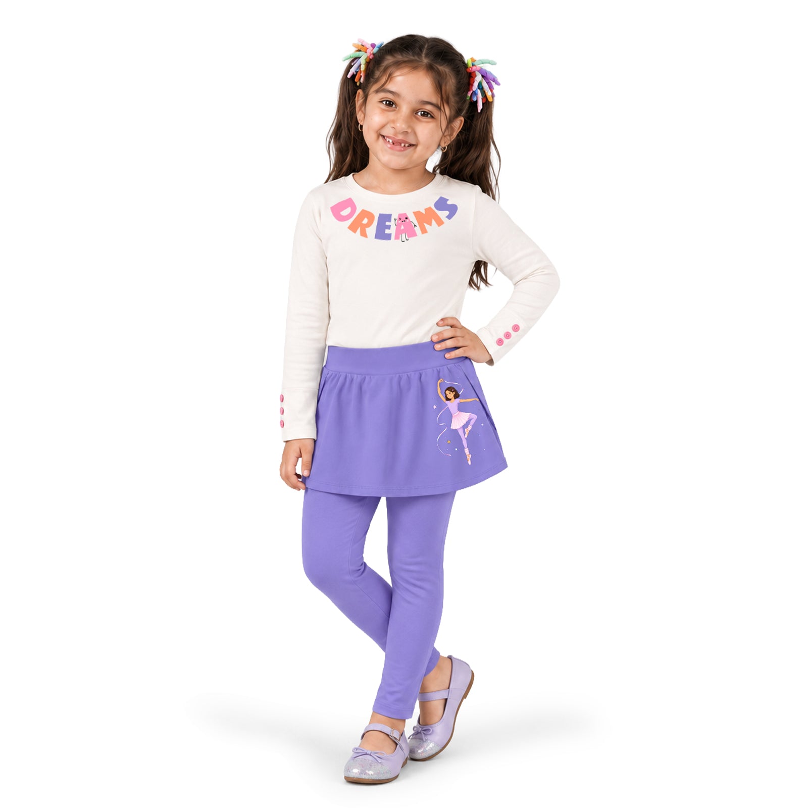 Purple Ballerina Skeggings & Dreams T-shirt Set