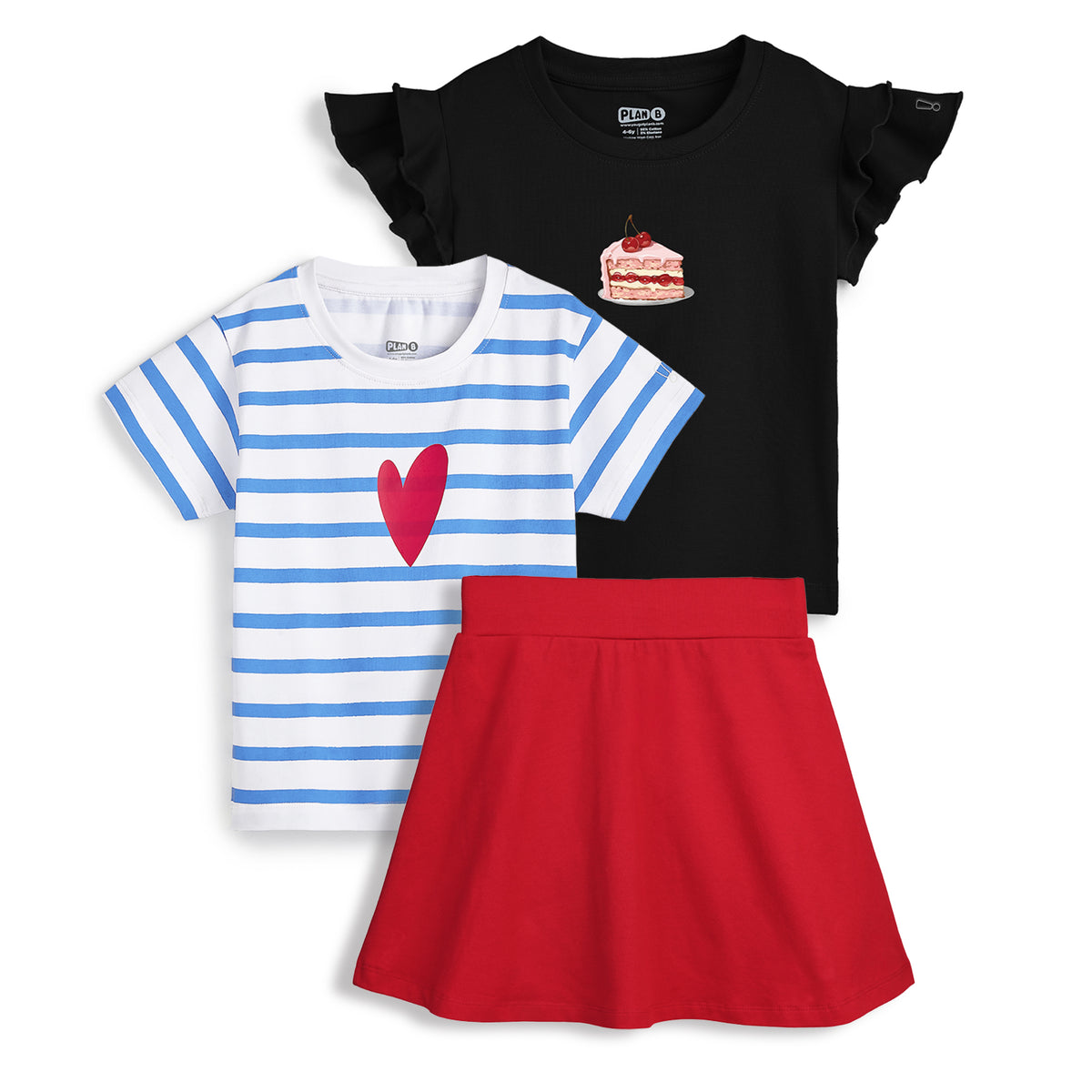 2 Pack Tshirt with Skater Skirt