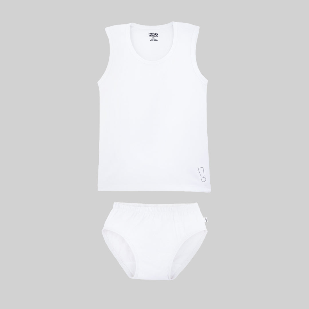 White Underwear & Vest Set