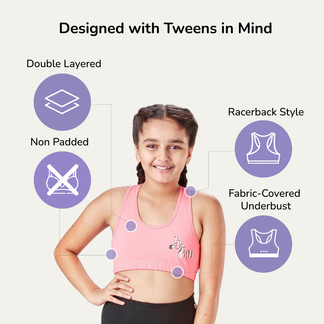 Zebra Crossing Double Layered Sports Bra - Racer Back