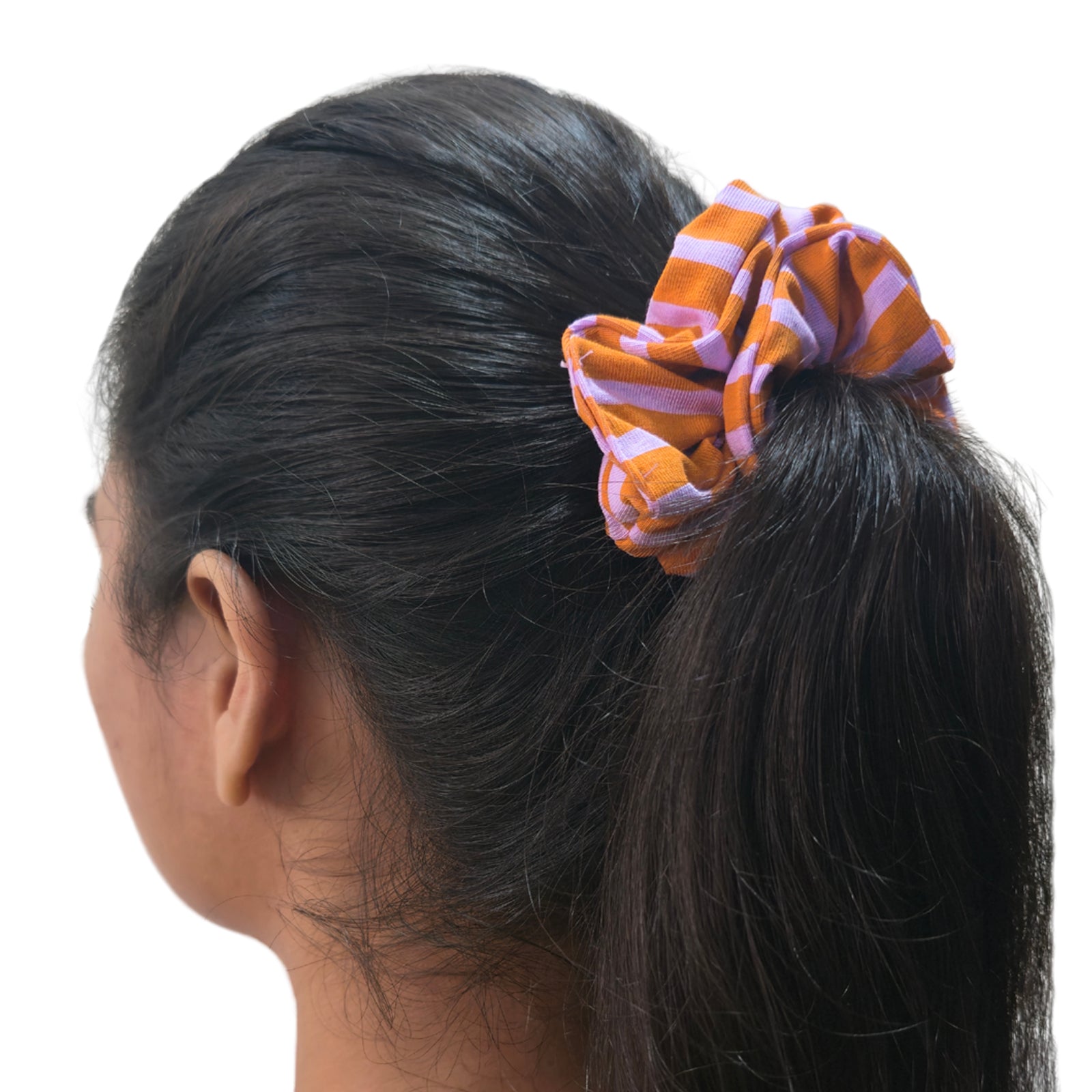 Orange Lavender Stripes Scrunchie