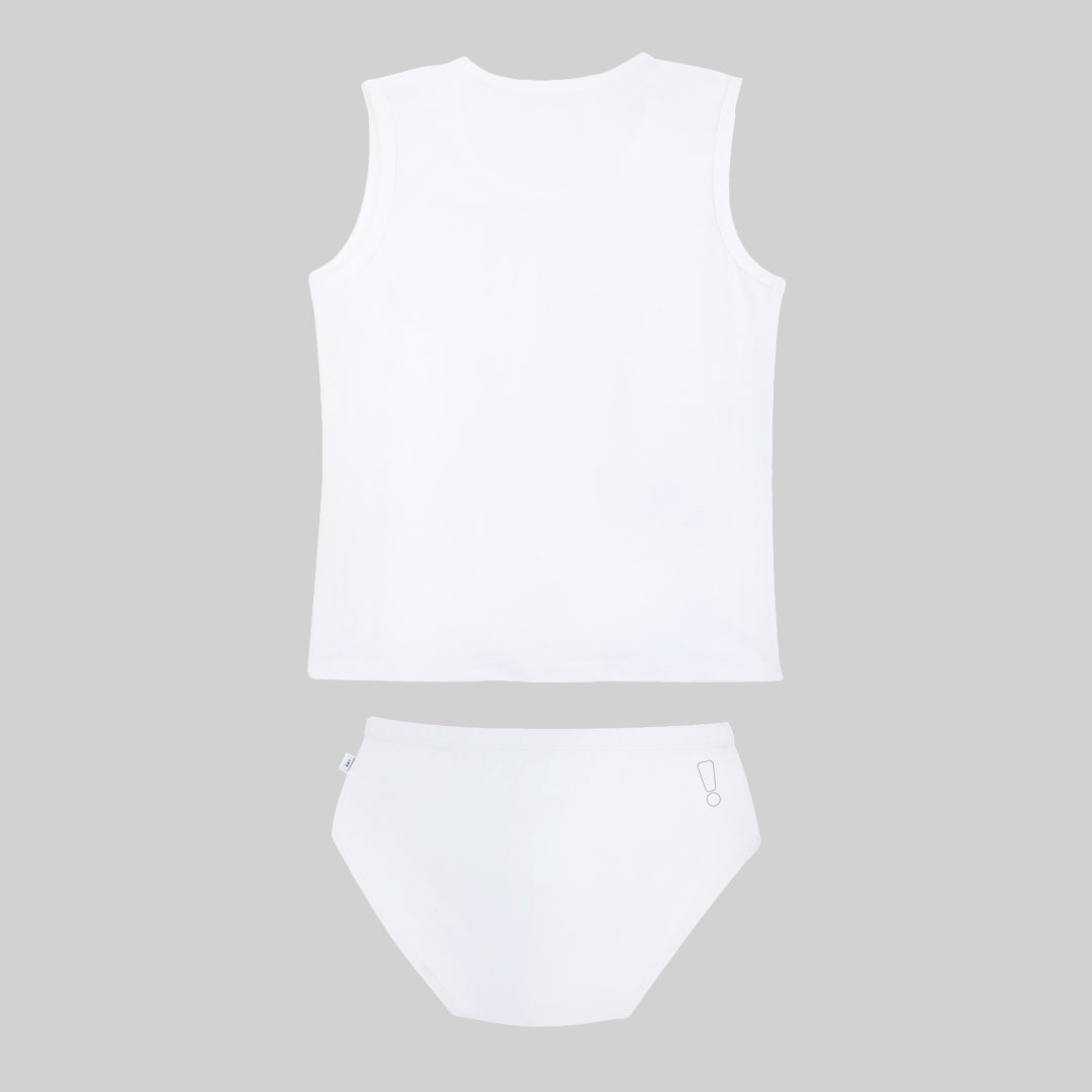 White Sports Brief & Vest Set