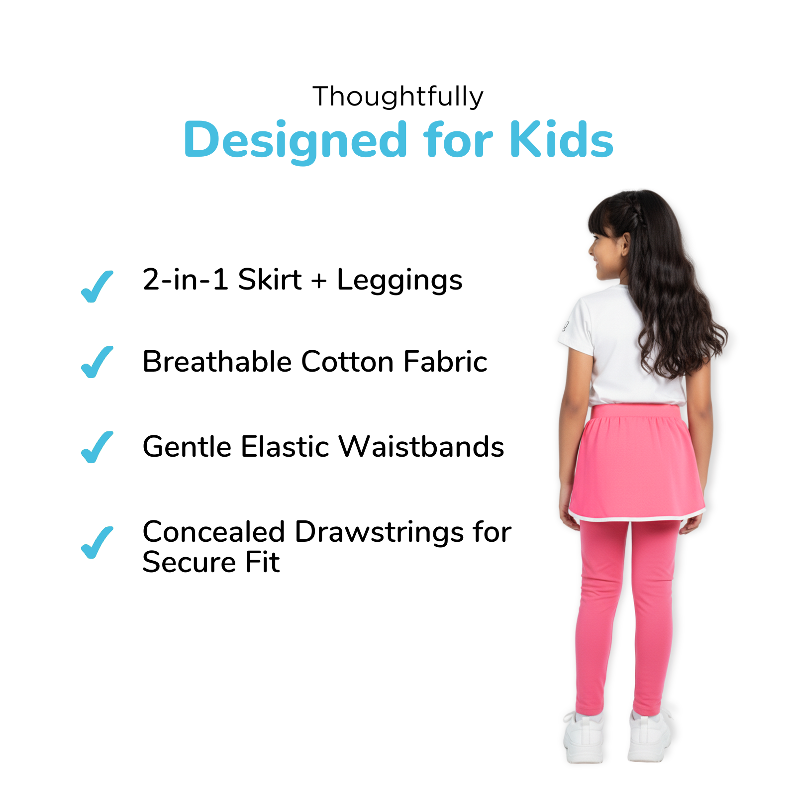 Pink Skeggings & White T-shirt Set