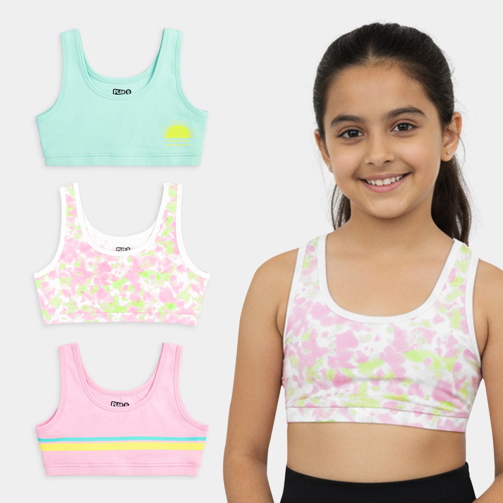 U-Shaped Double Layered Sports Bra - 3-Pack