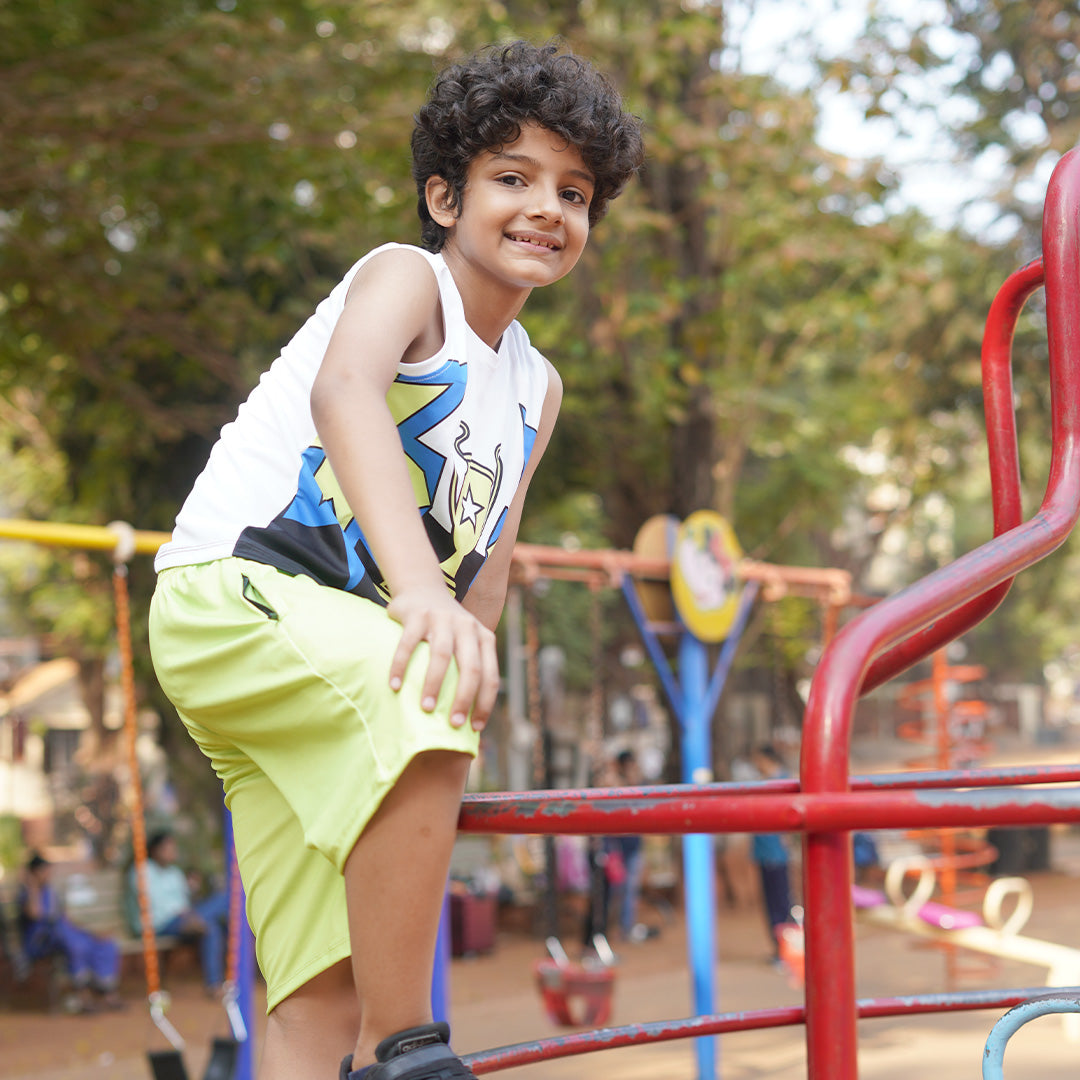 Winner Dry Fit Vest & Lime Shorts Set