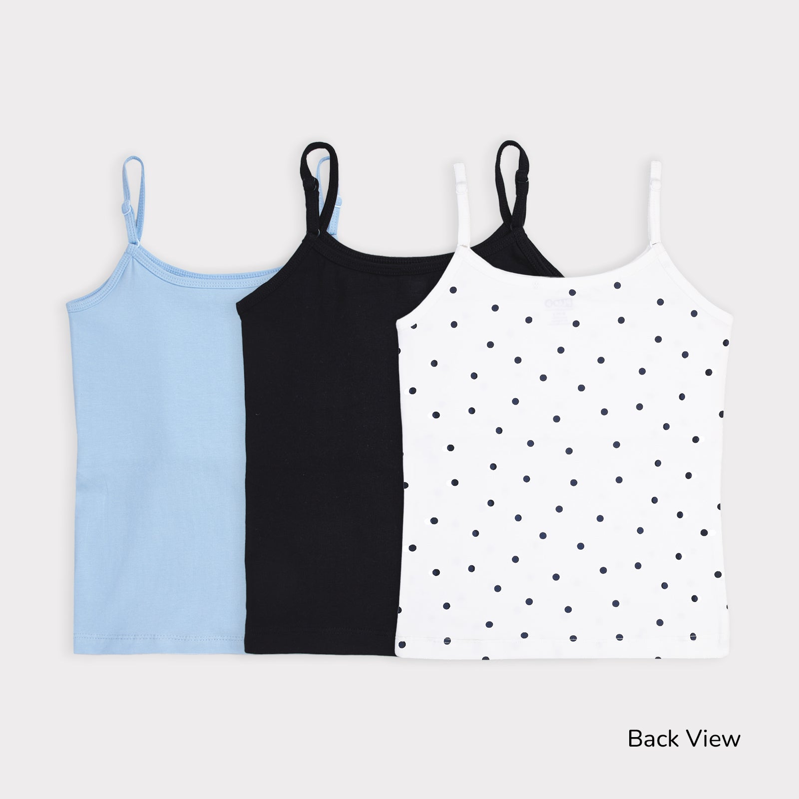 White Polka, Black & Blue 3-Pack Padded Camisoles