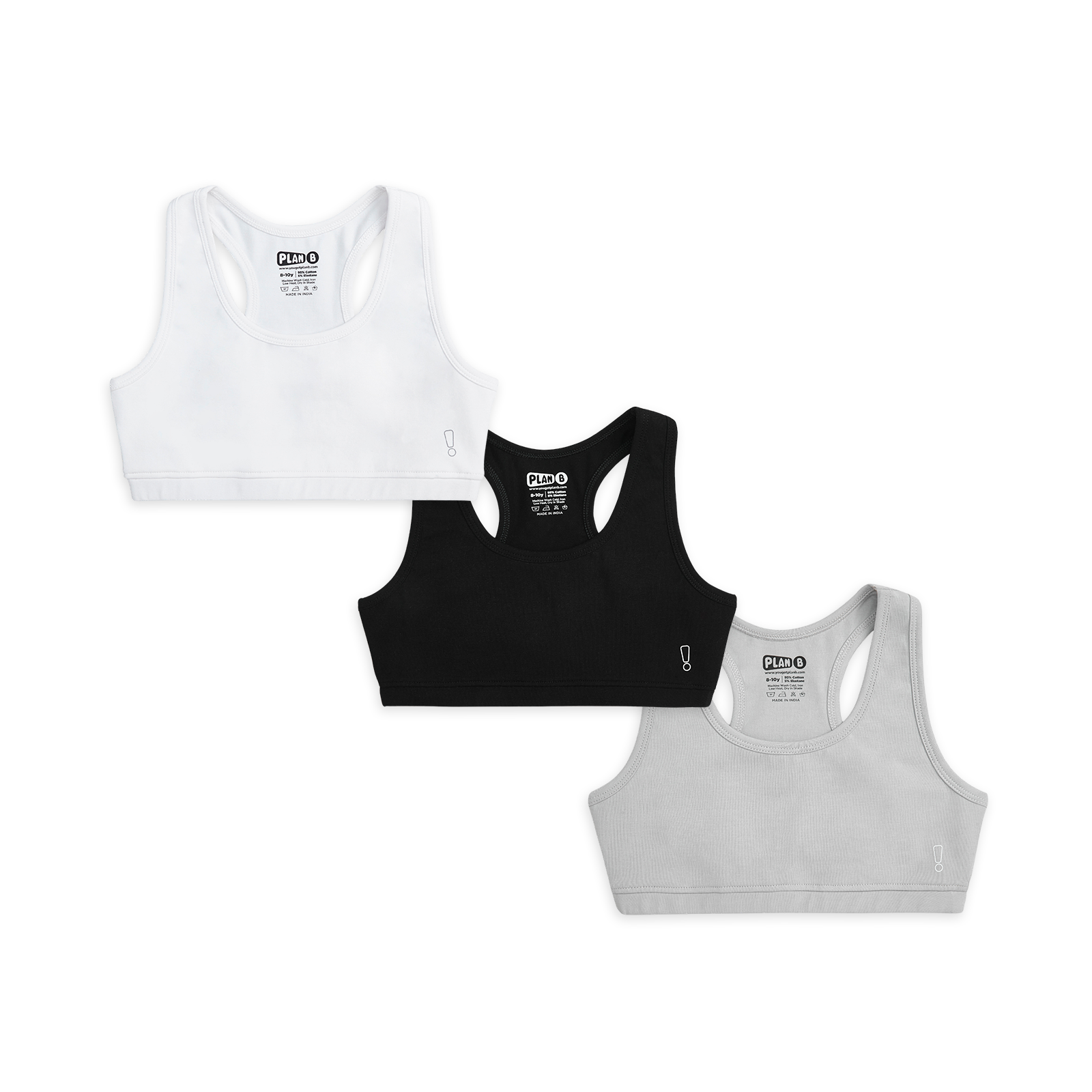 Basic 3-Pack Double Layered Sports Bra - Racer Back