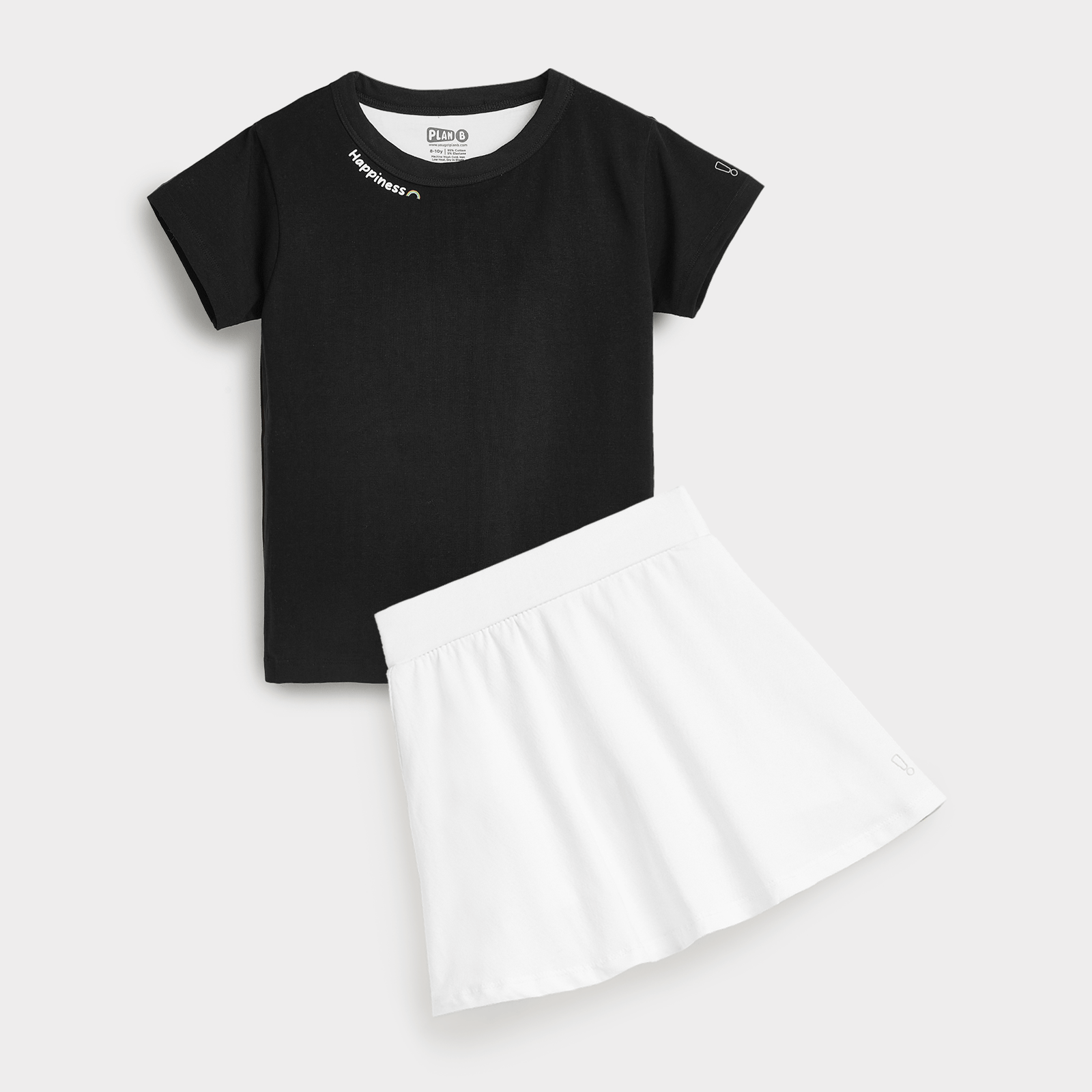 Happy Black Padded Top & White Skater Skirt Set