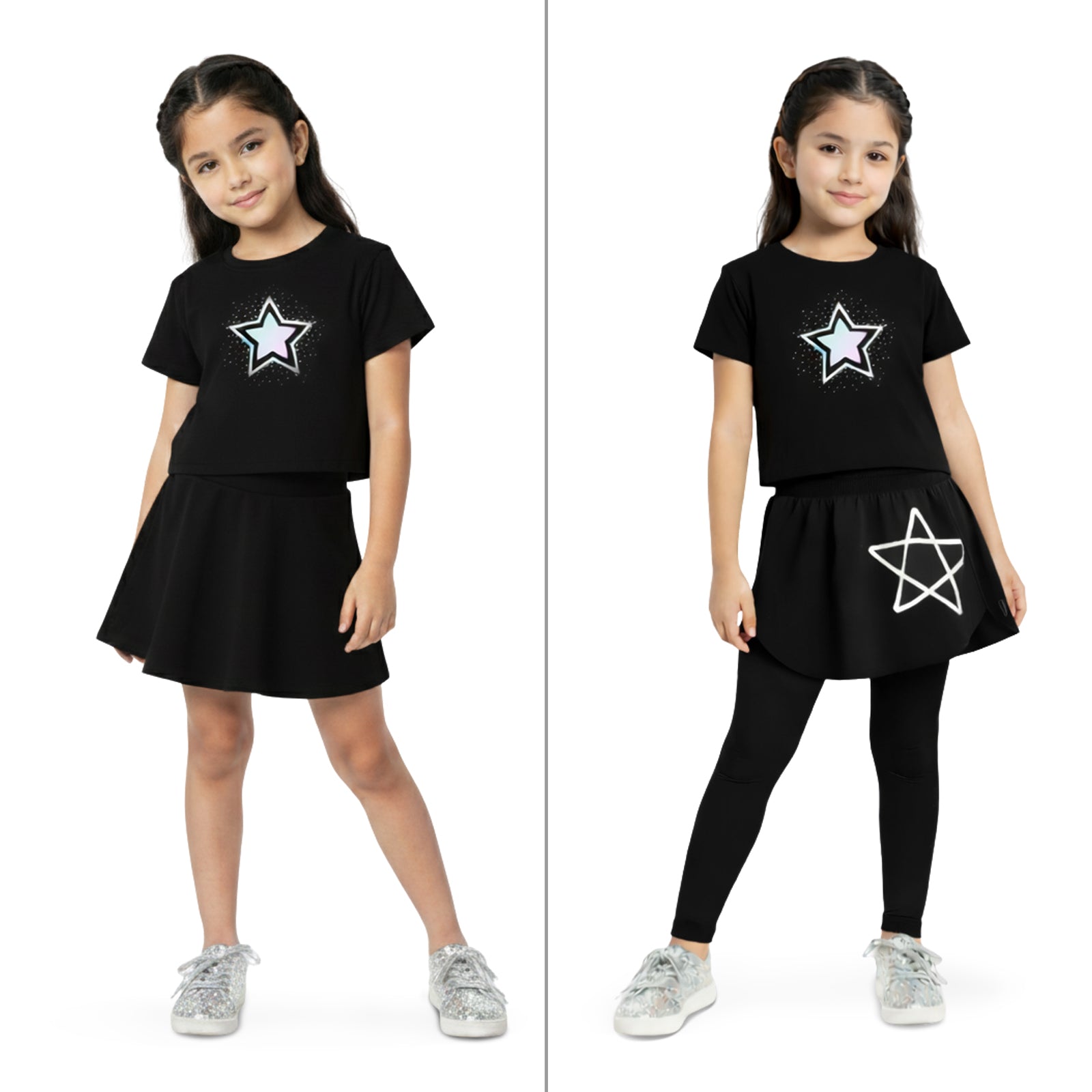 3-in-1 Skirt, Skegging & T-Shirt Set - Black