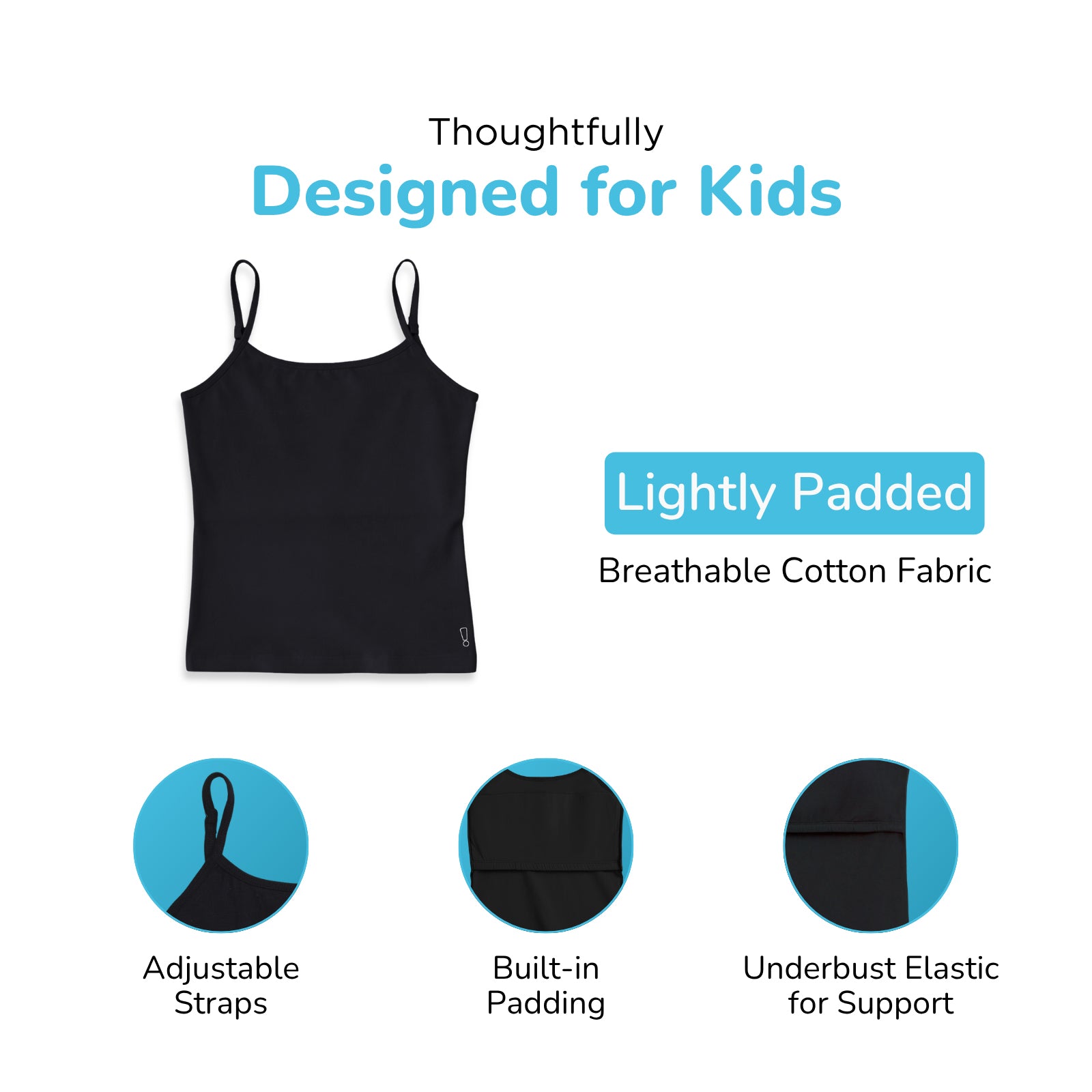 Black Inner Shorts & Padded Camisole Set