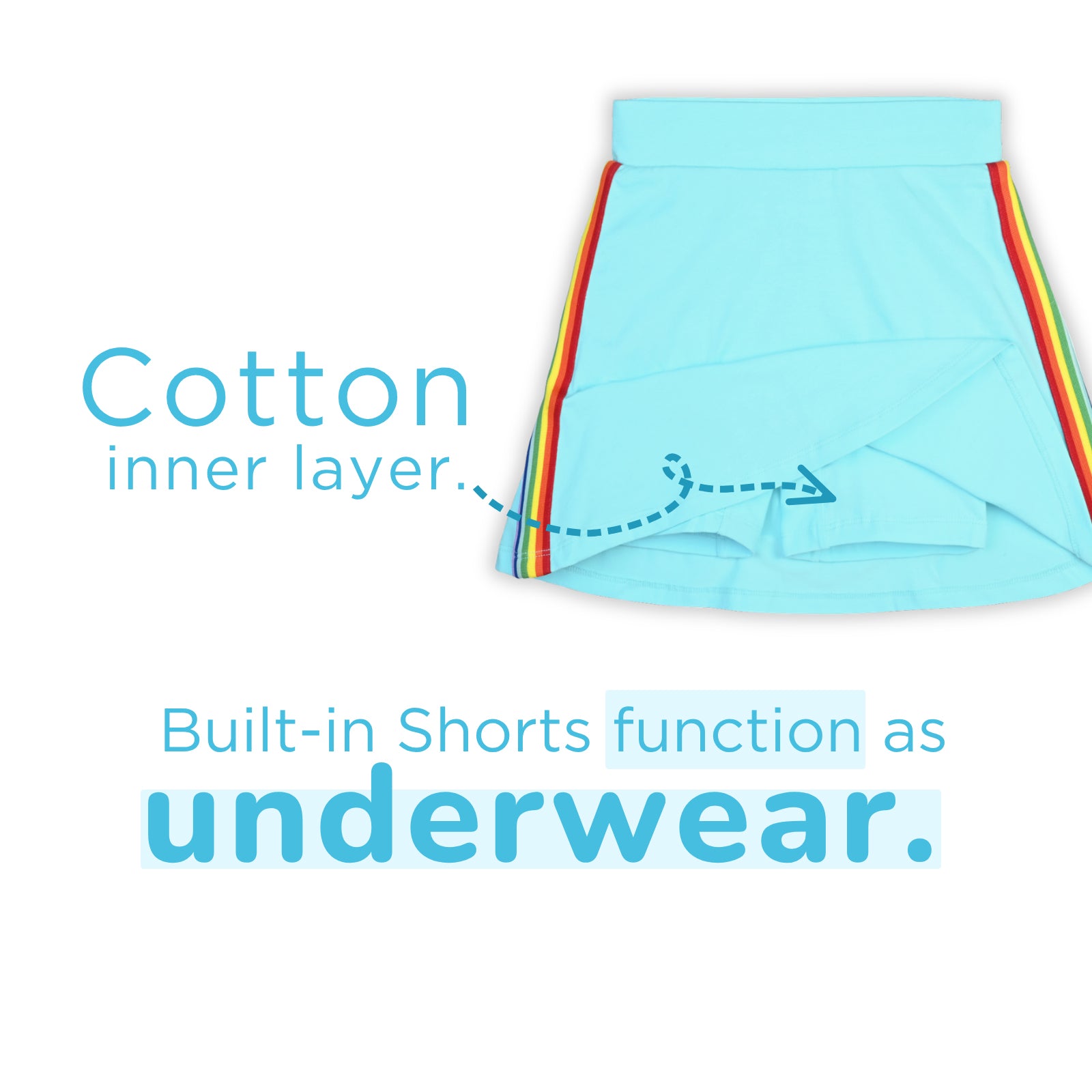 Blue Rainbow Skater Skirt with Inner Shorts