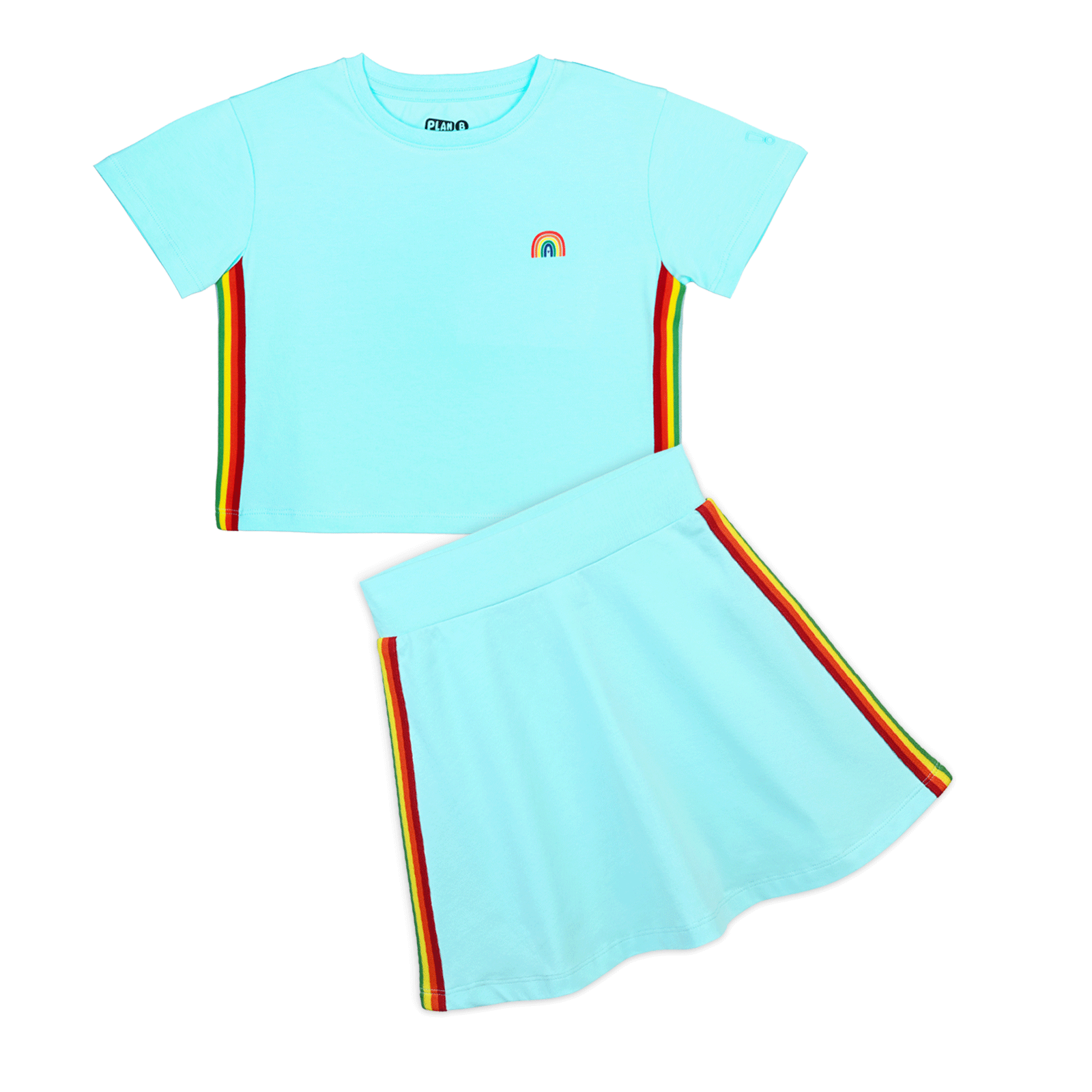 Blue Rainbow Skater Skirt & Top Set