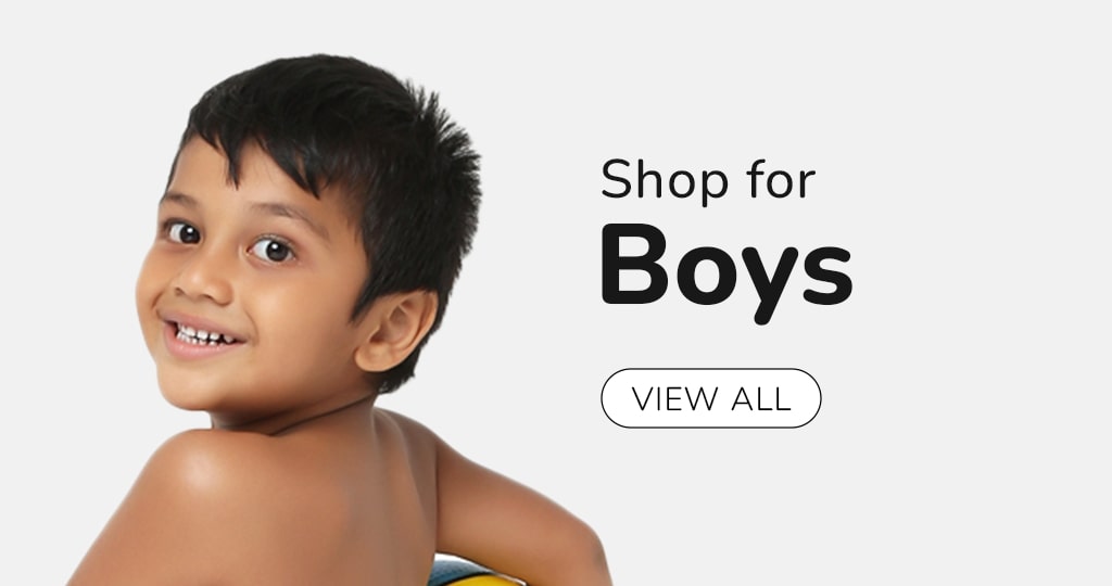 Promotional banner – smiling boy modelling shop for boys by Plan B