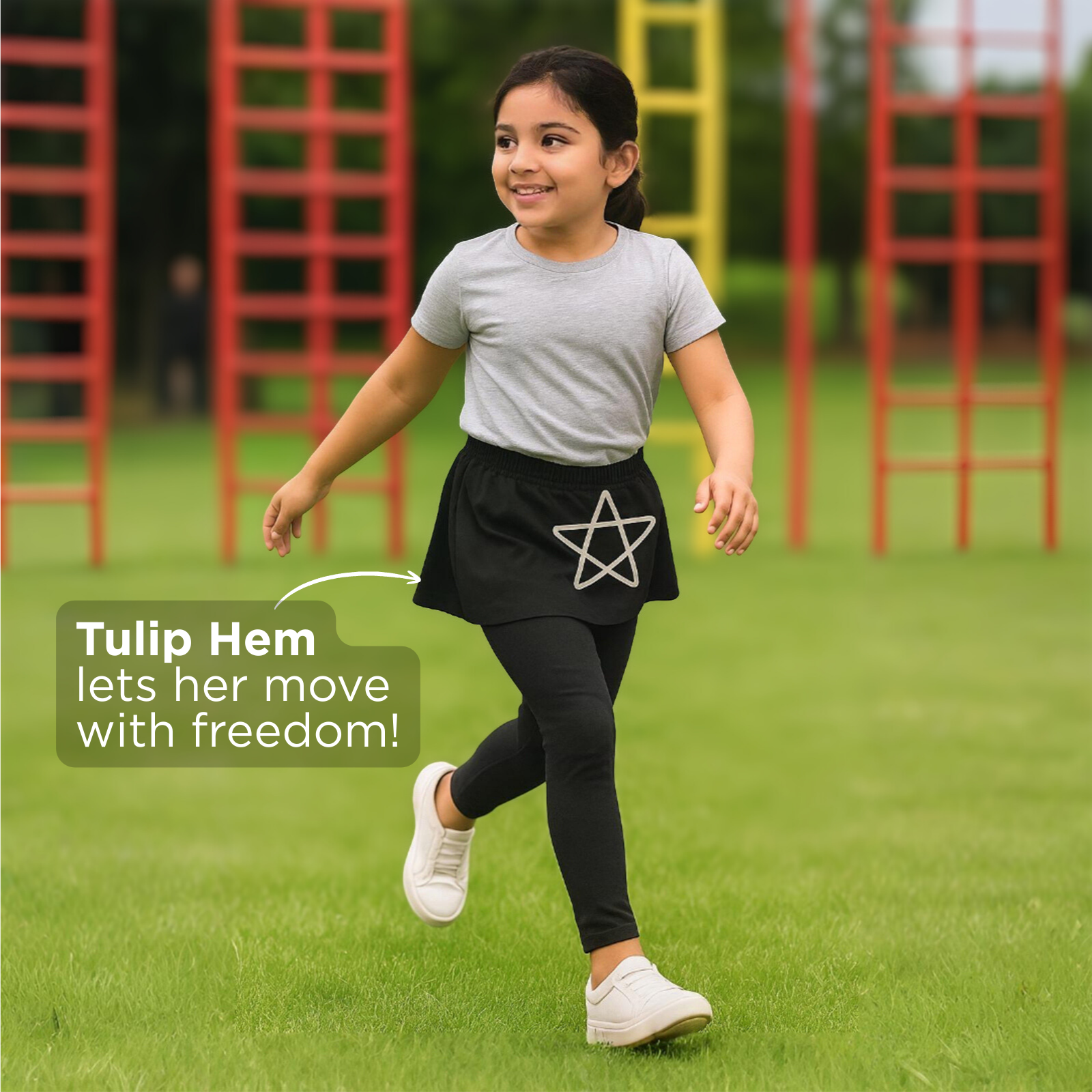 Black Shimmering Star Girl Skeggings