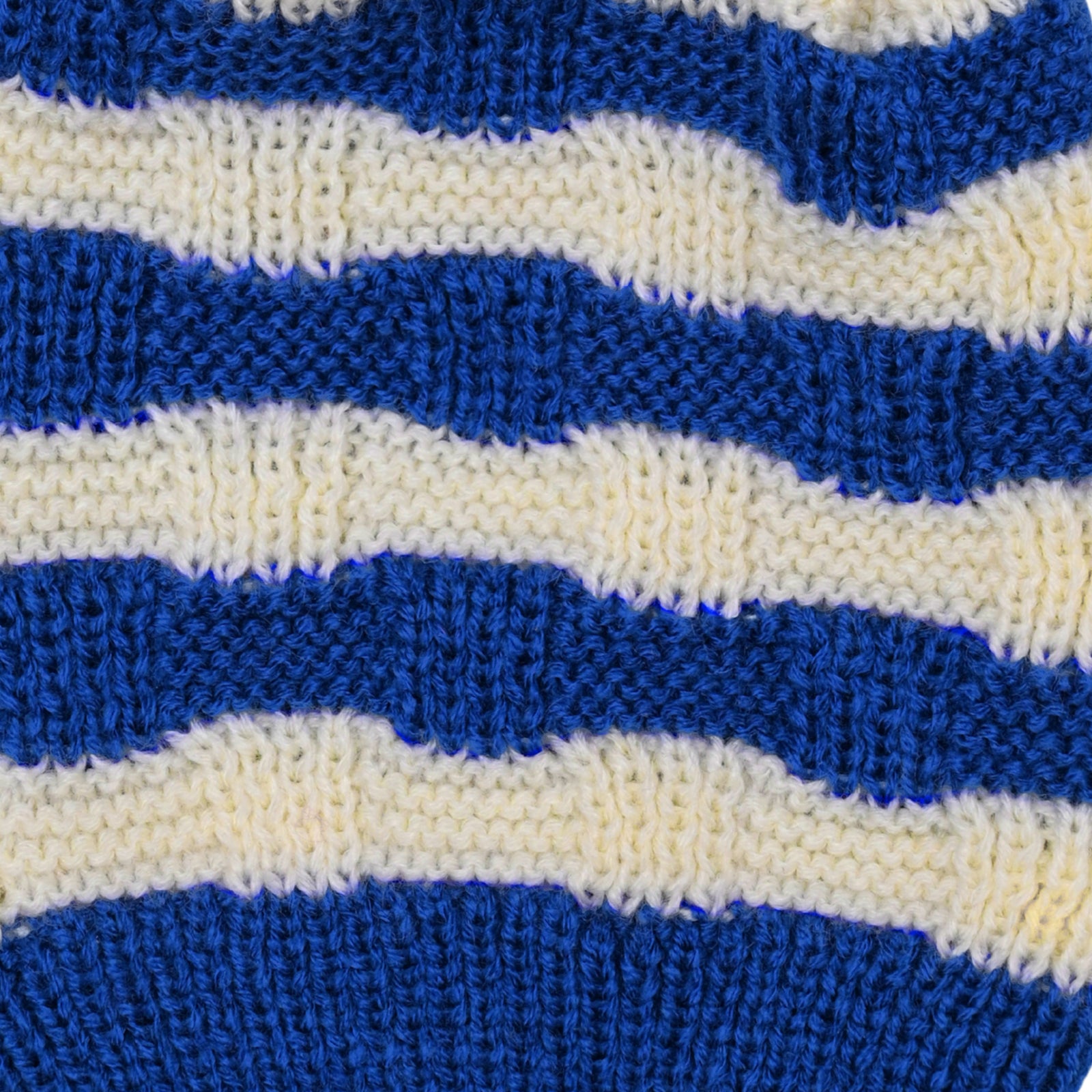 Navy and Cream Striped Knit Beanie