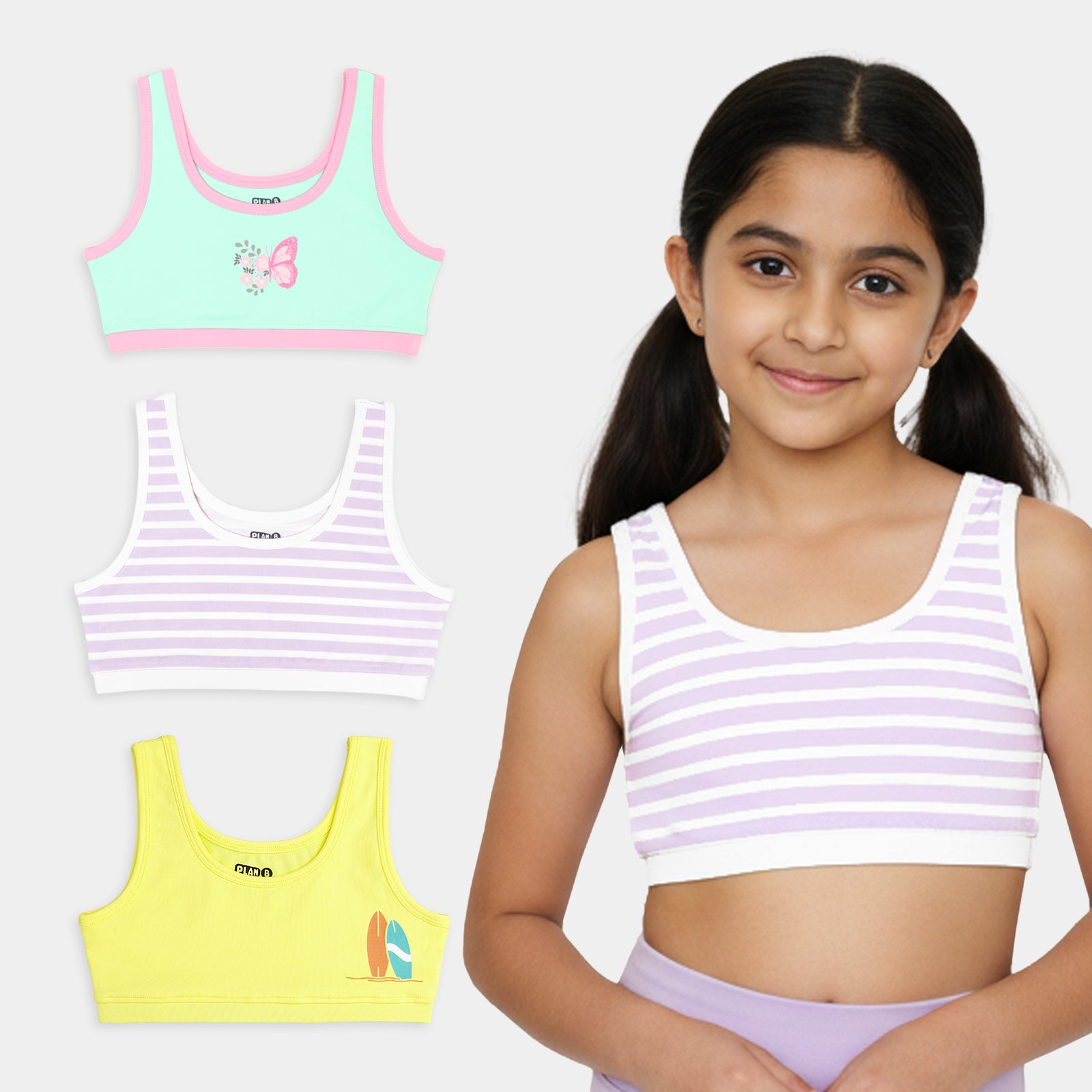 U-Shaped Double Layered Sports Bra - 3-Pack