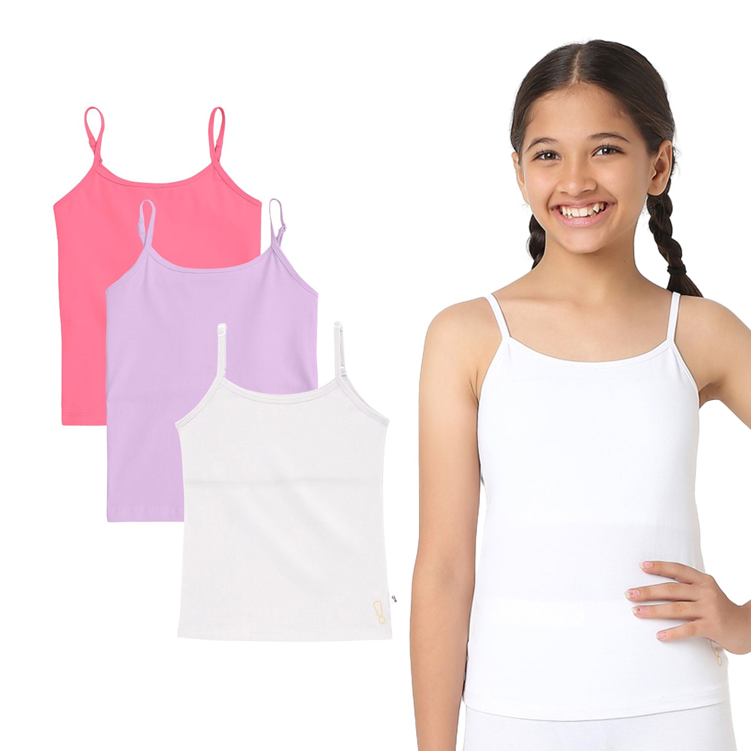 White, lavender & Bubblegum Pink 3-Pack Padded Camisoles