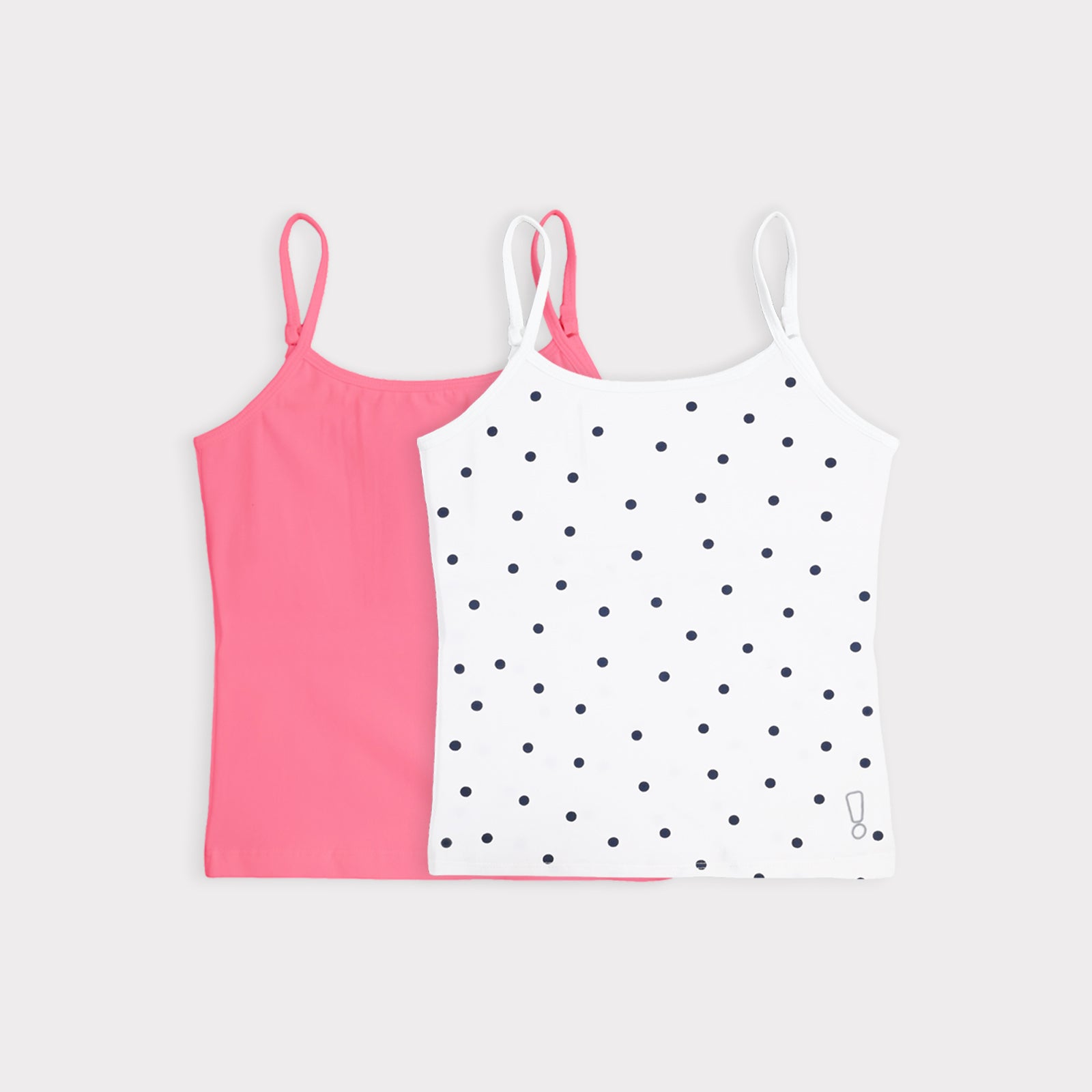 Polka White & Bubblegum Pink 2-Pack Padded Camisoles