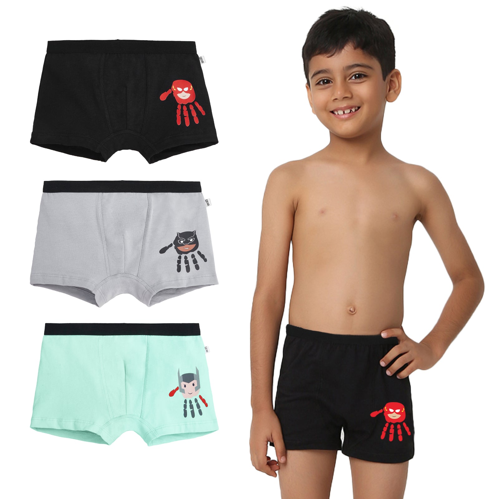 Superhero Handprint 3-Pack Boy Trunks