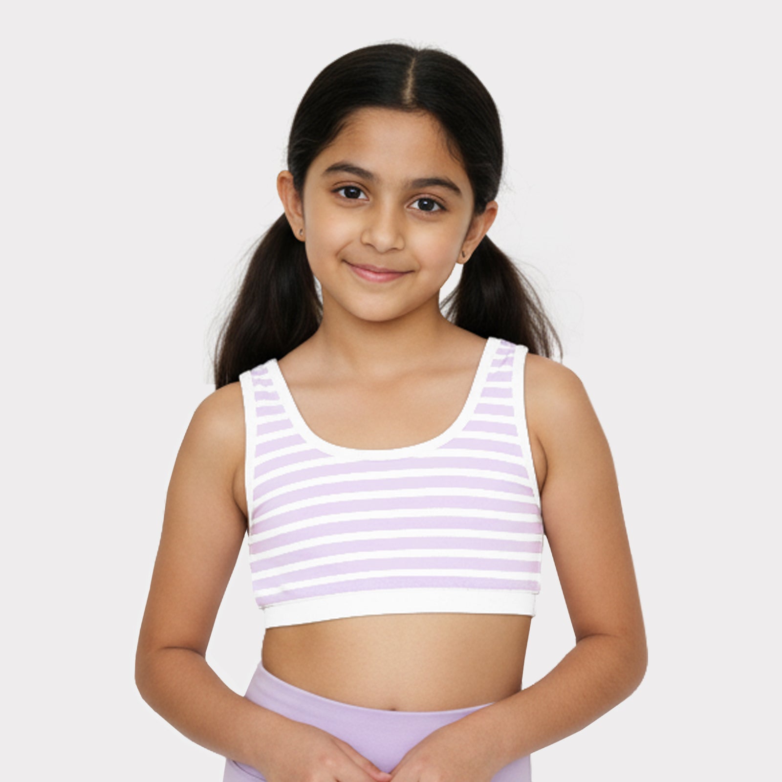 U-Shaped Lavender Stripes Double Layered Sports Bra