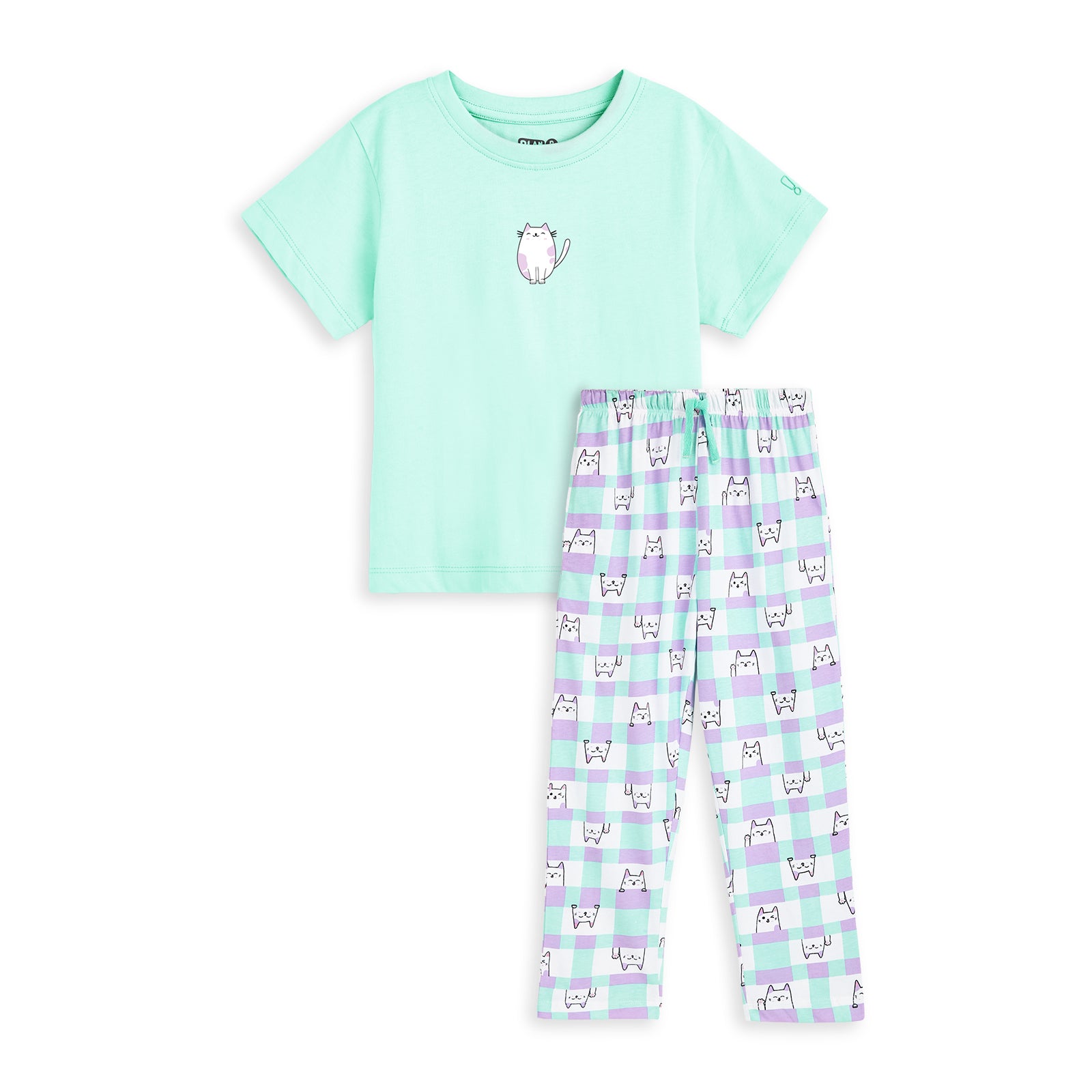 Green Cat Pajama Nightsuit