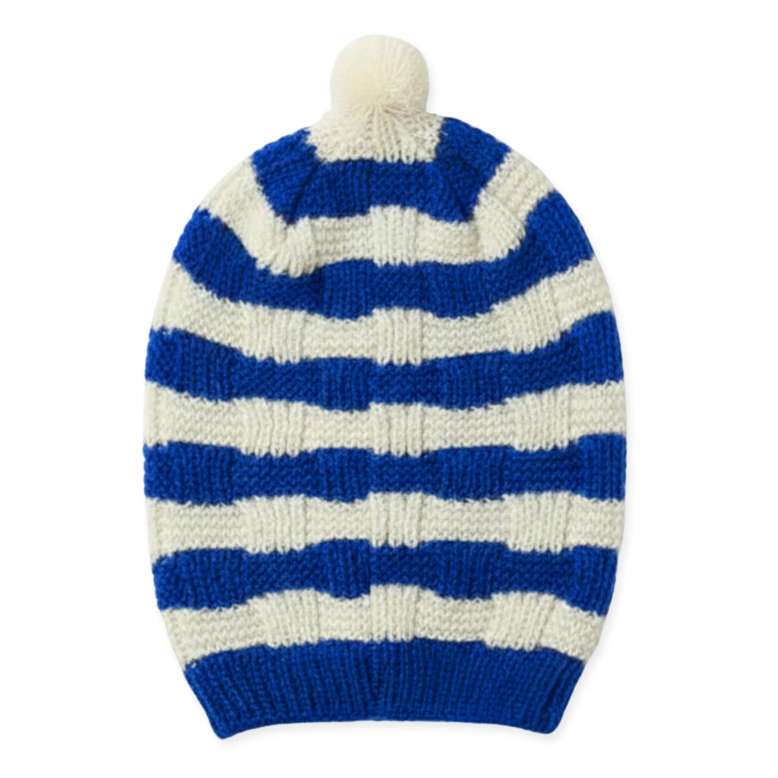 Navy and Cream Striped Knit Beanie