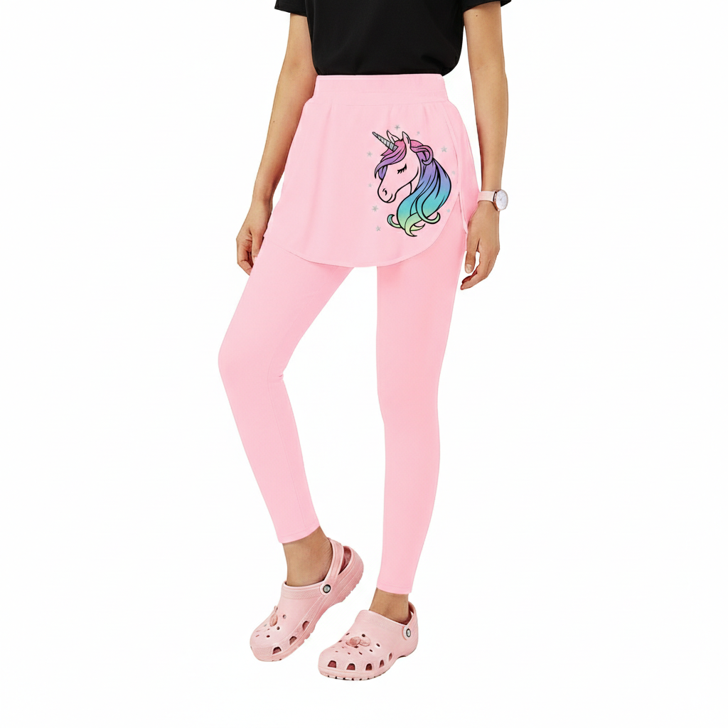 Pink Unicorn Skeggings & Black T-shirt Set