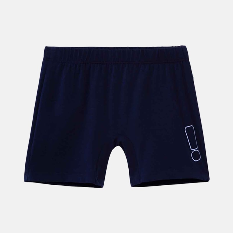 dark blue inner short with soft blue exaclamation print for girls