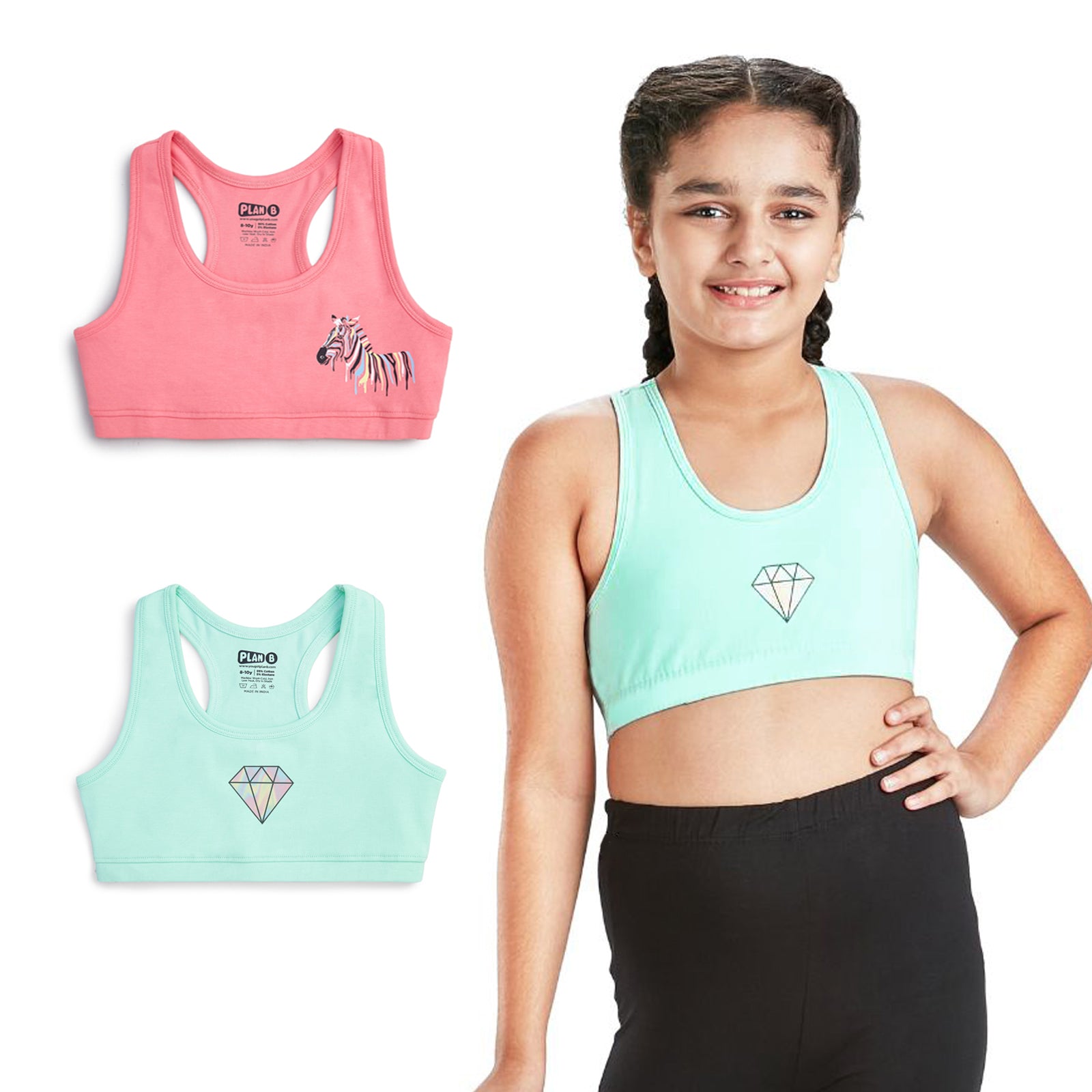 GlowGal 2-Pack Double Layered Sports Bra - Racer Back