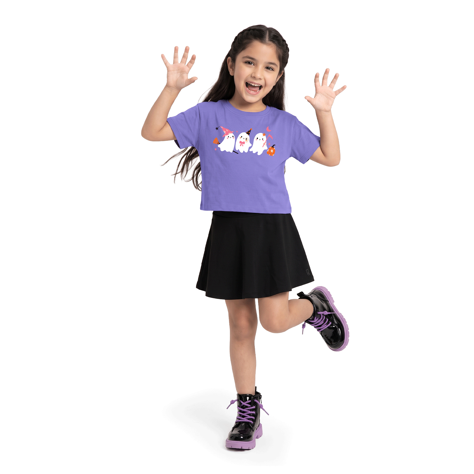 Black Skater Skirt & Halloween T-shirt Set