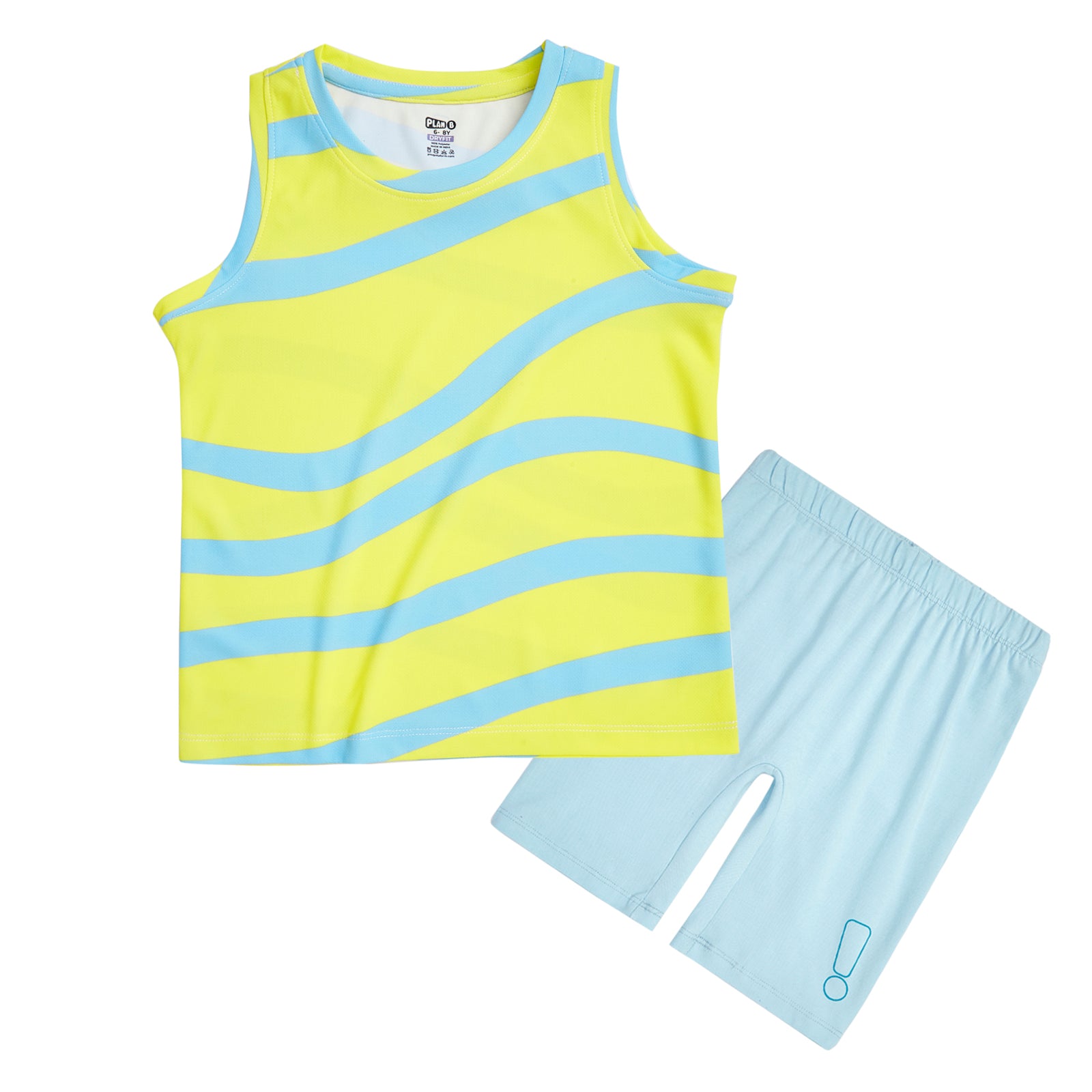 Sporty Dry Fit Tank & Blue Cycling Shorts Set