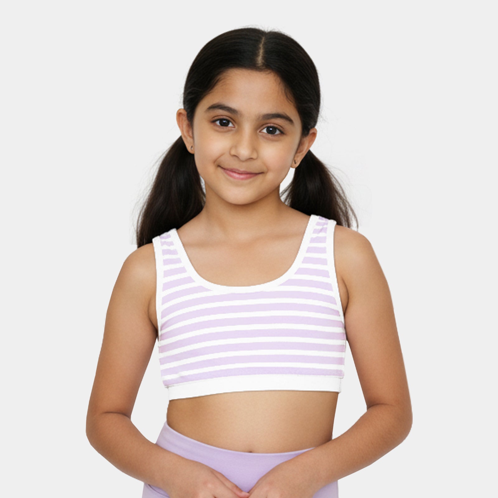 Lavender Stripes Double Layered Sports Bra
