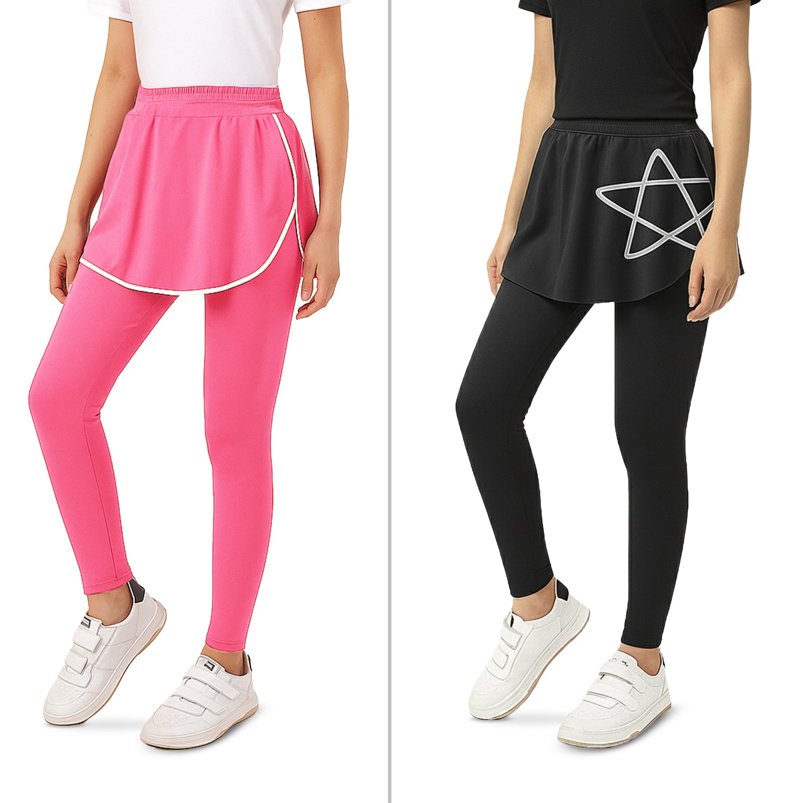 2-pack Skeggings – Black & Bubblegum Pink