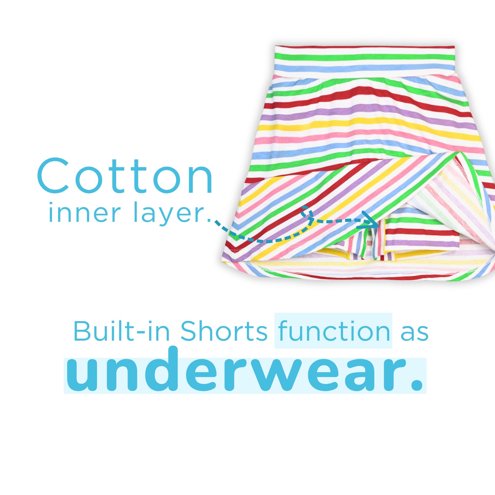 Off-White Striped Skater Skirt with Inner Shorts