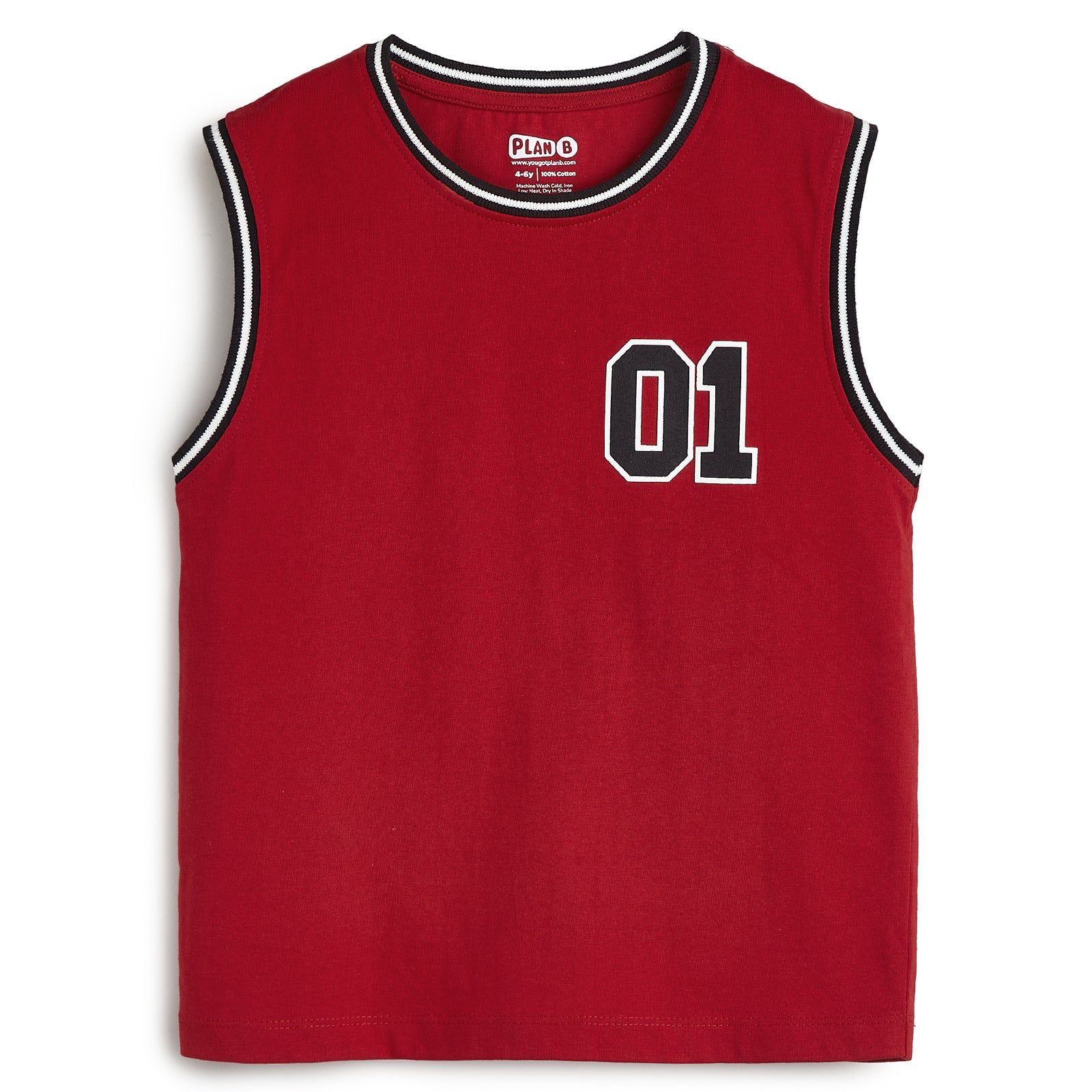 Red Varsity Vest with Set of 2 Boy Shorts