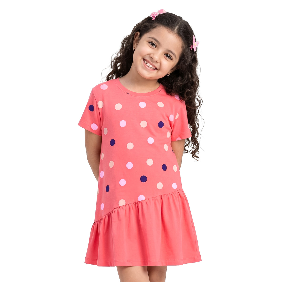 Coral Polka Dress