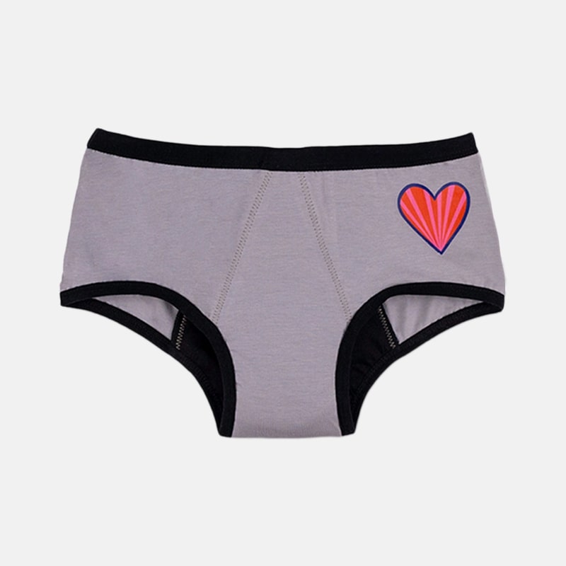 Pastel period panty with heart print for preteen girls