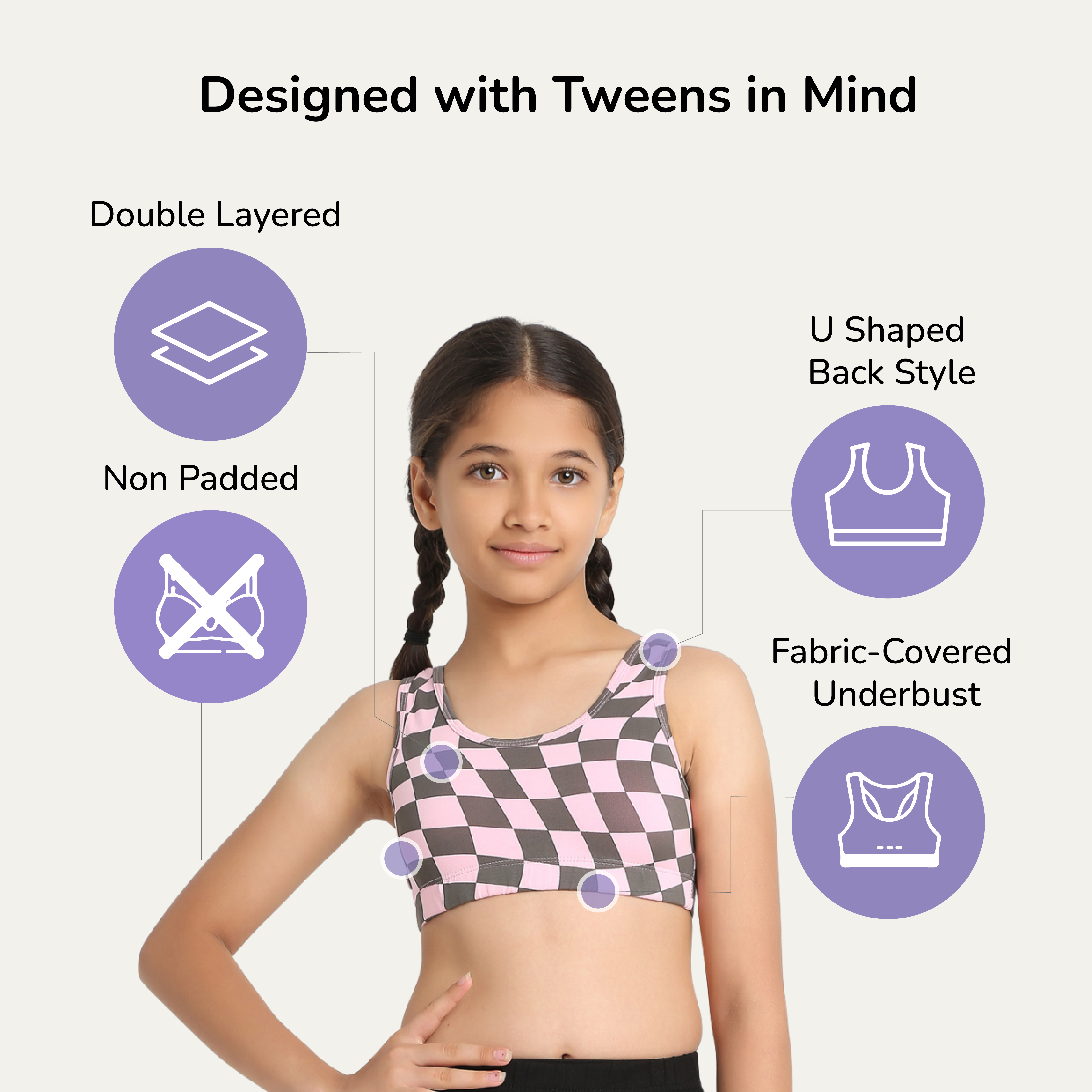 Girl Power 3-Pack Double Layered Sports Bra - U-Shaped