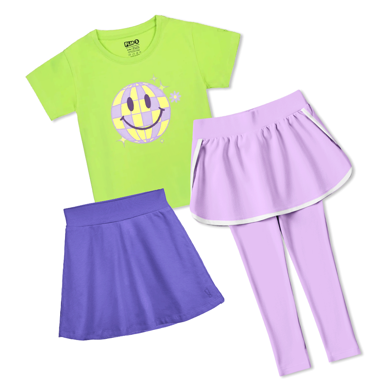 3-in-1 Skirt, Skegging & T-Shirt Set - Purple