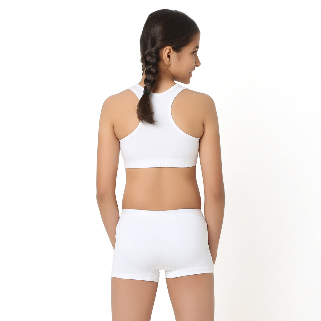 White Sports Bra & Trunk Set