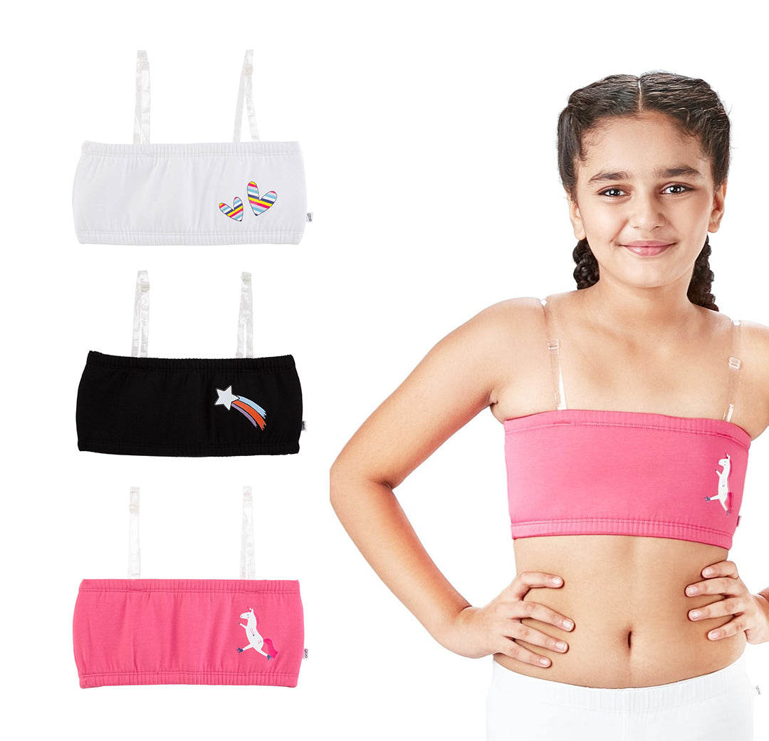 3-Pack Lightly Padded Tube Bra with Removable Straps - Trio