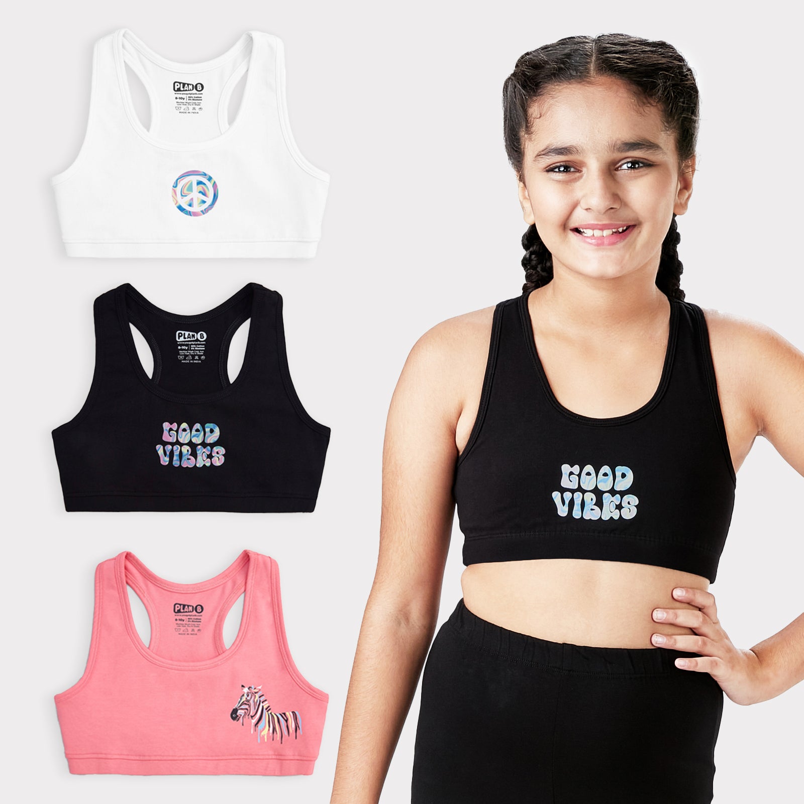 Shimmer 3-Pack Double Layered Sports Bra - Racer Back