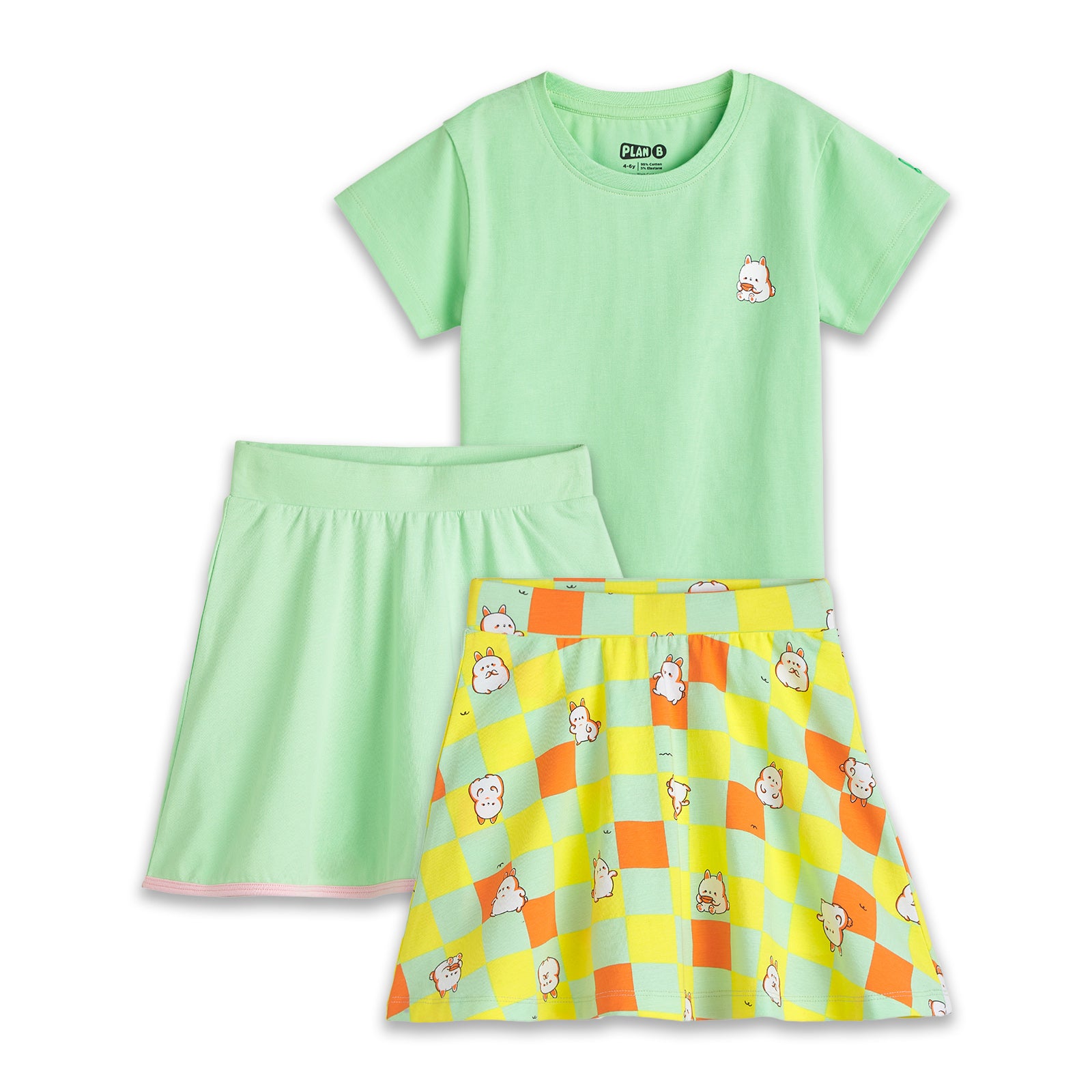 3 Pack Skater Skirt & Tshirt