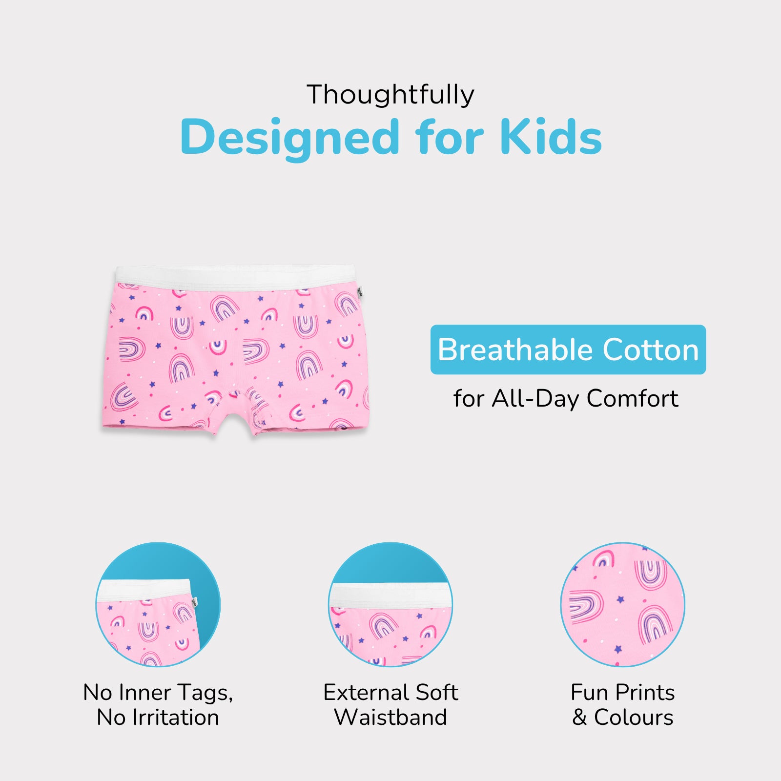 Black, Pink & White 3-Pack Preteen Trunks