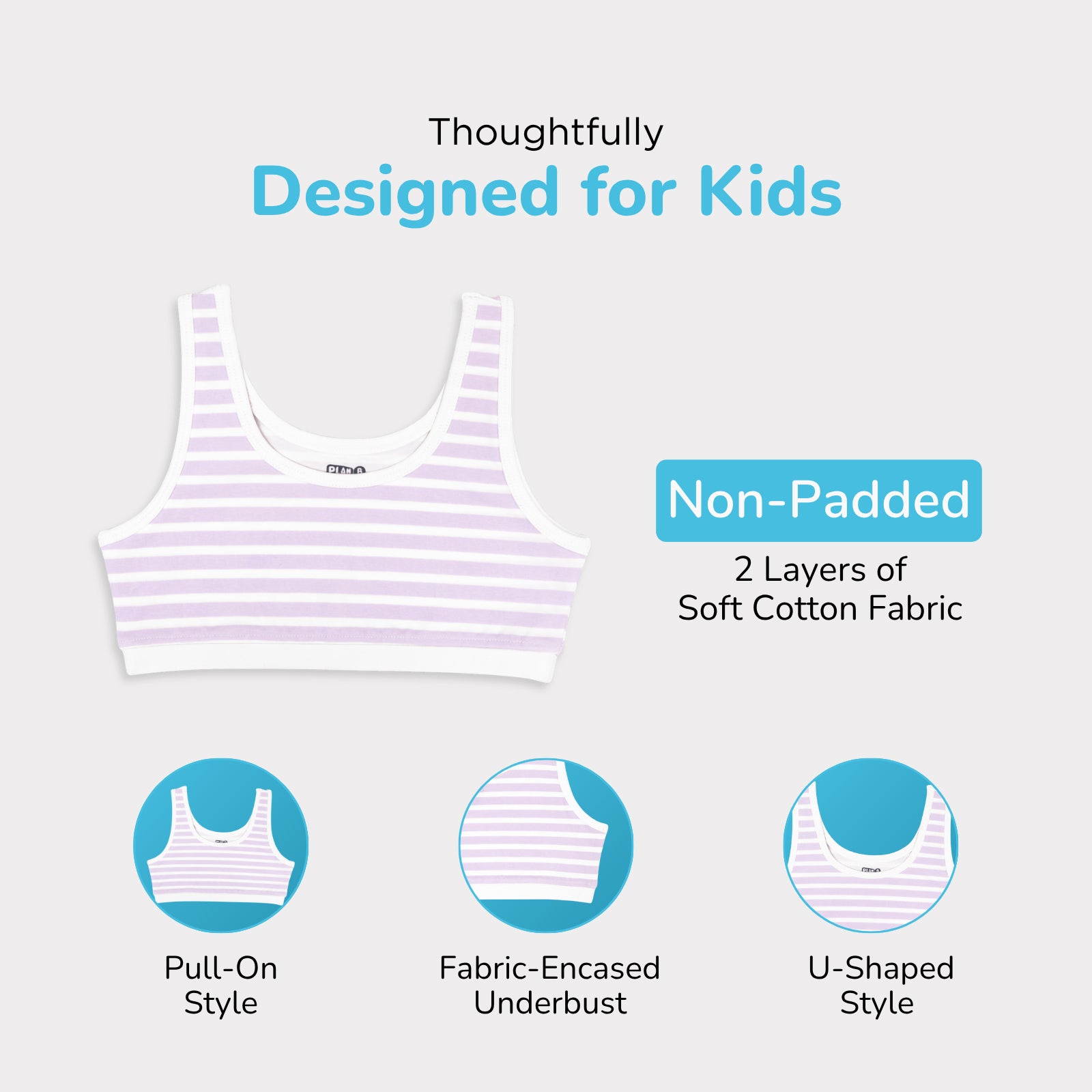 U-Shaped Lavender Stripes Double Layered Sports Bra