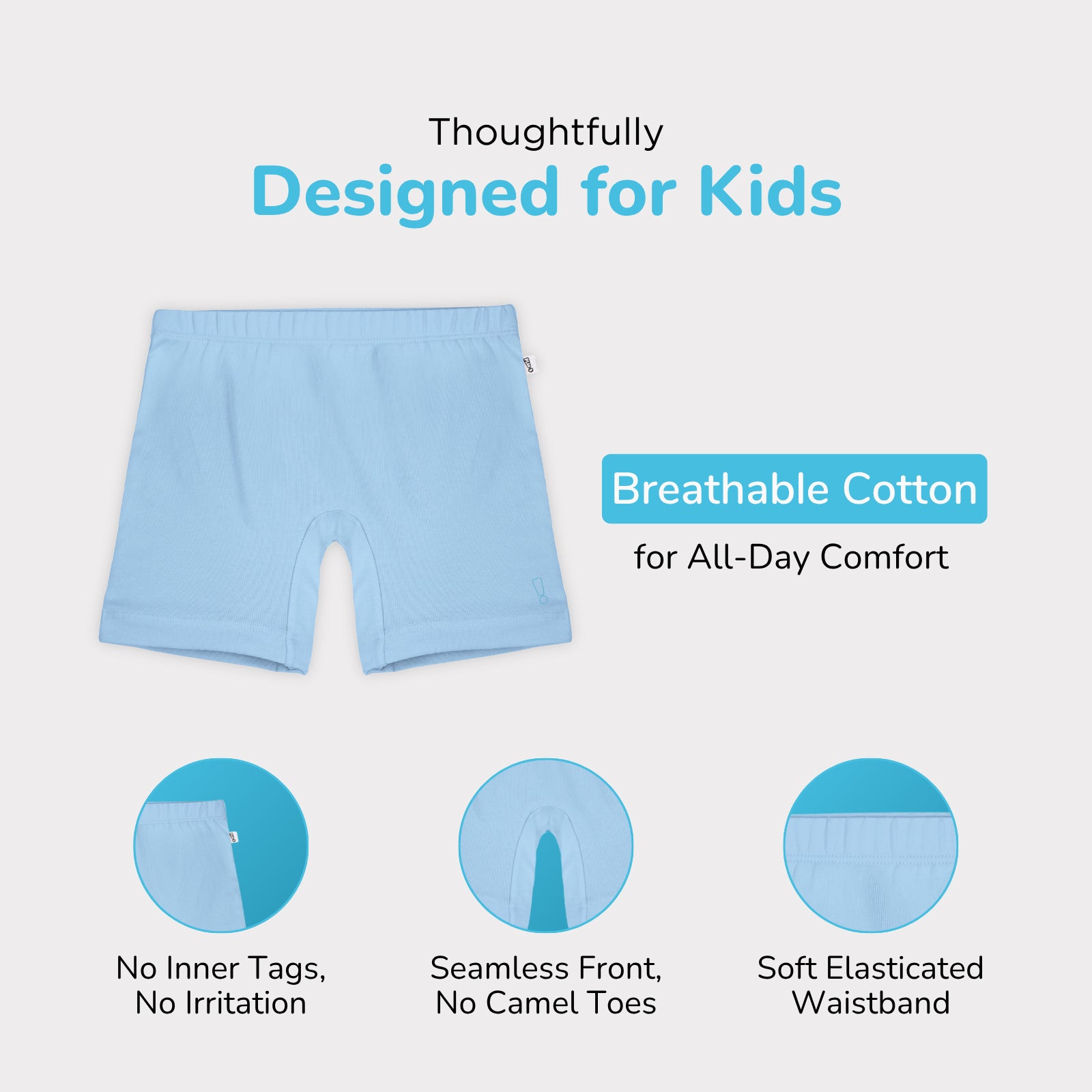 3-Pack Inner Shorts - Peach, White, Blue